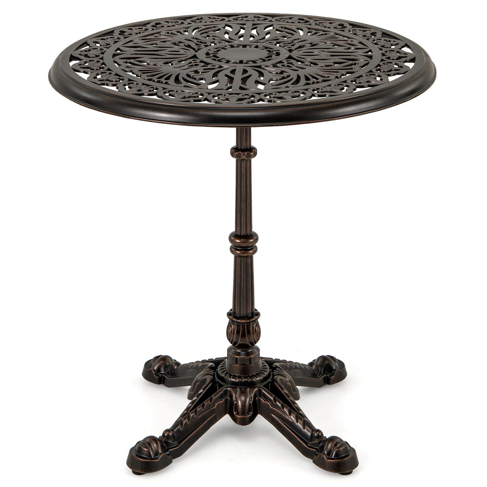 SUGIFT Weather-Resistant Cast Aluminum Patio Bistro Table 27-in Round Top 165-lb Capacity 28.5-in Tall 1-Piece Copper