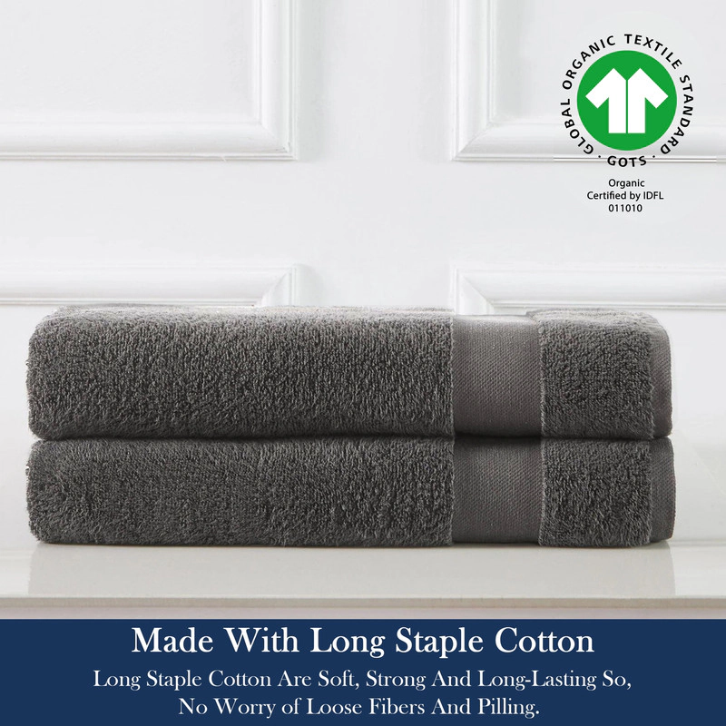 Delara Organic Cotton Luxuriously Plush Hand Towel Pack of 2 GOTS and OEKO-TEX Certified Premium Hotel Quality Towels