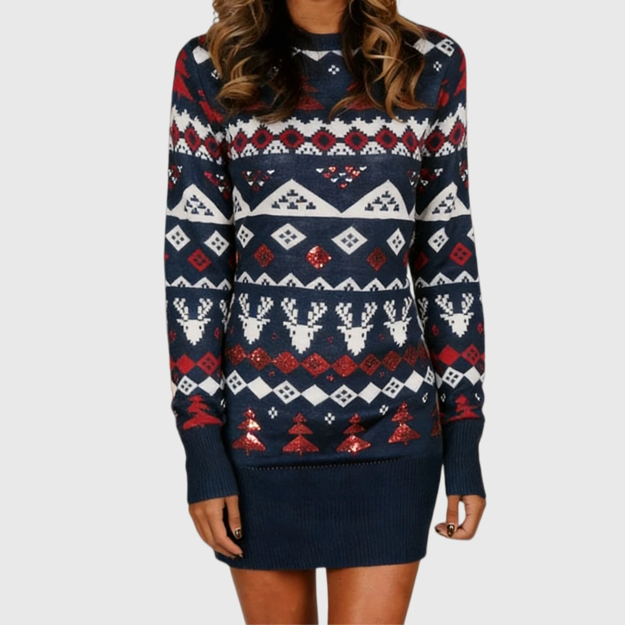 YesFashion Christmas Sweater Dresses for Women Cute Winter Themed Dress Instant Holiday Outfits