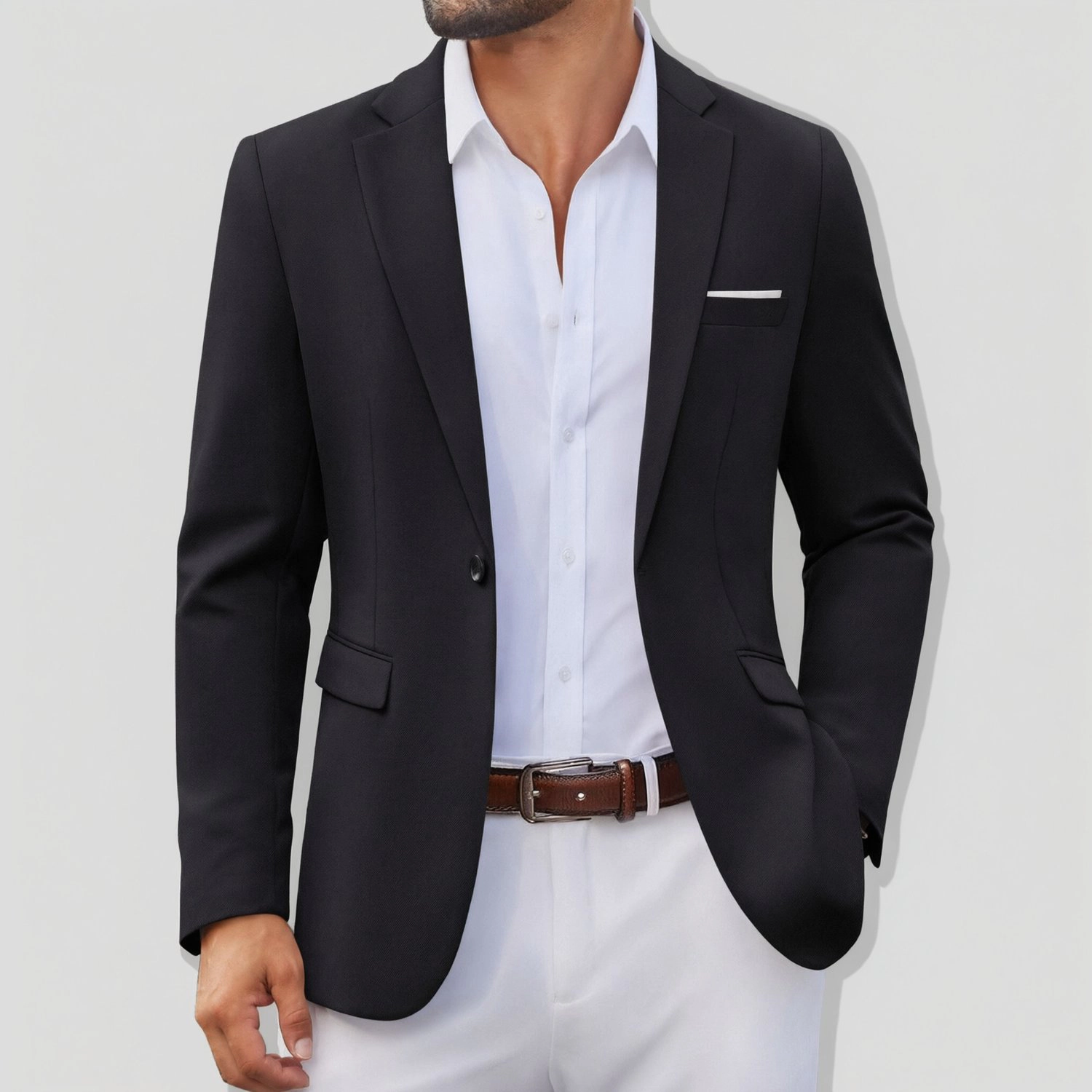 COOFANDY Mens Dressy Long Sleeve Blazer Notched Lapel One Button Slim Sport Coat