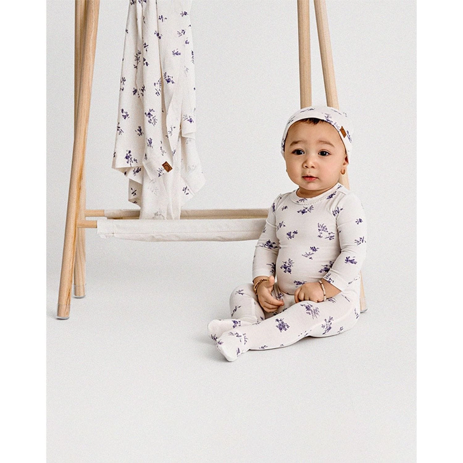MeMoi 3 Piece Baby Girls Floral Toile Rayon Blend Footie Set