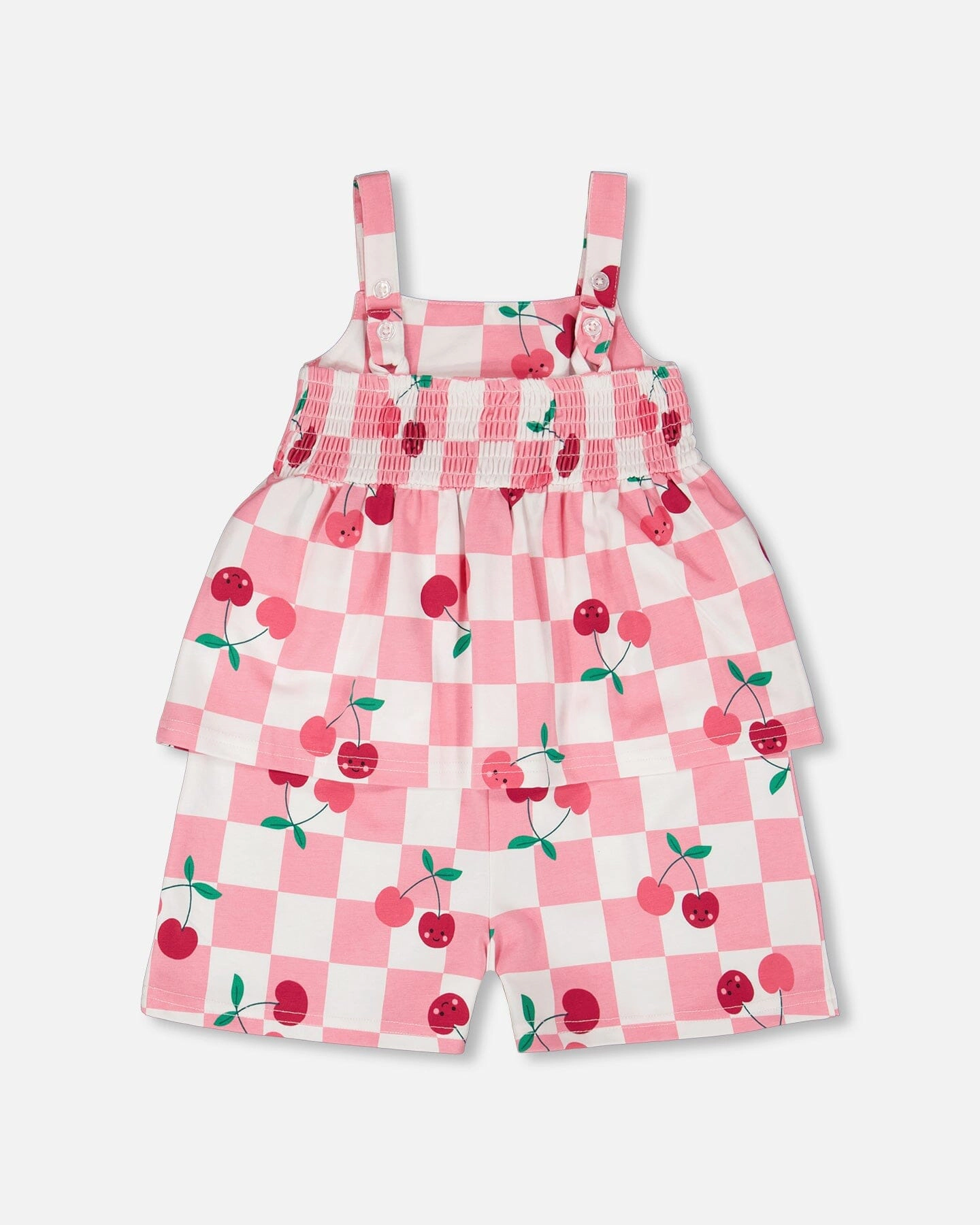 Deux par Girls Organic Cotton Jersey Romper Printed Cherries