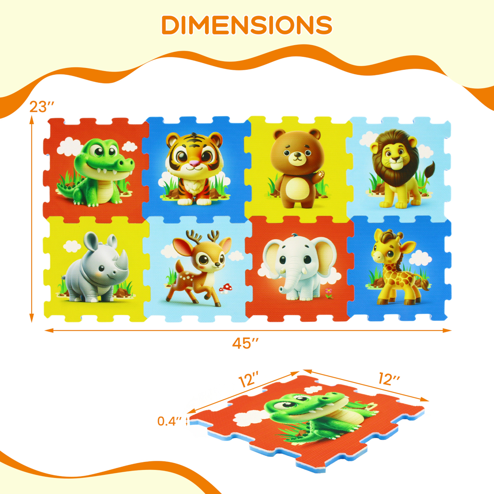 SUGIFT Educational Animal Interlocking Baby Play Mat 10 Months+ Colorful