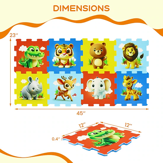 SUGIFT Educational Animal Interlocking Baby Play Mat 10 Months+ Colorful