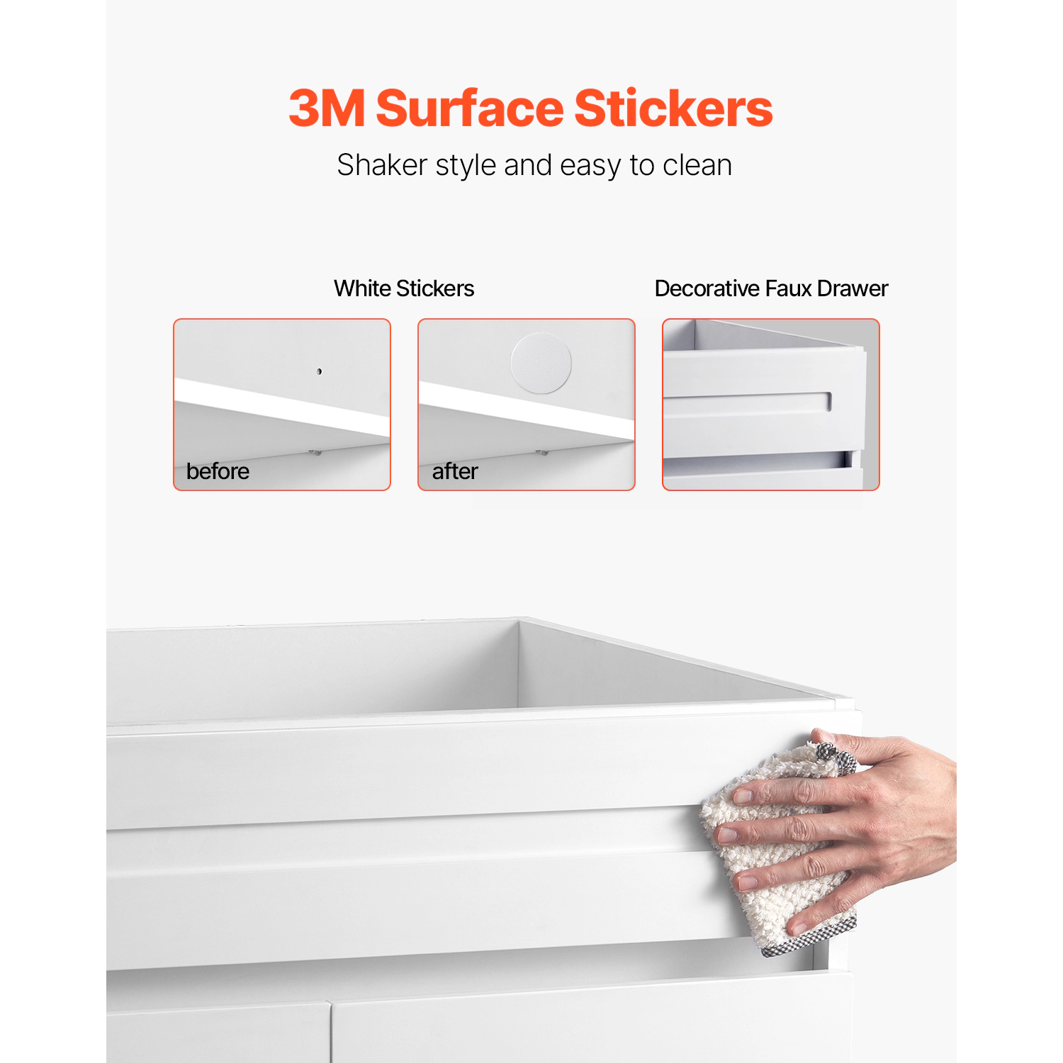 HONGGE White Shaker Base Cabinet with Soft-Close and Adjustable Shelf, Ready to Assemble