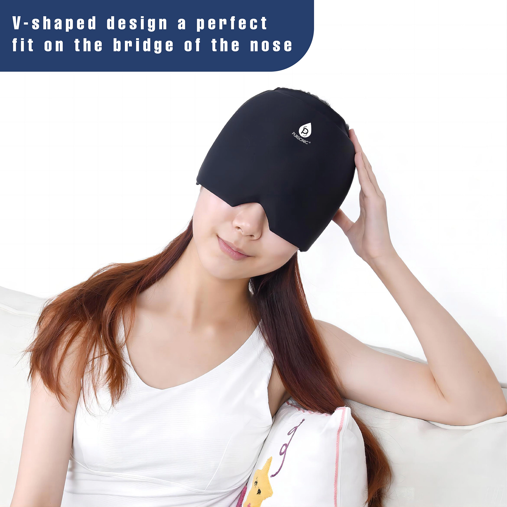 Pursonic Unisex Reusable Hot & Cold Gel Head Wrap Migraine Relief Cap