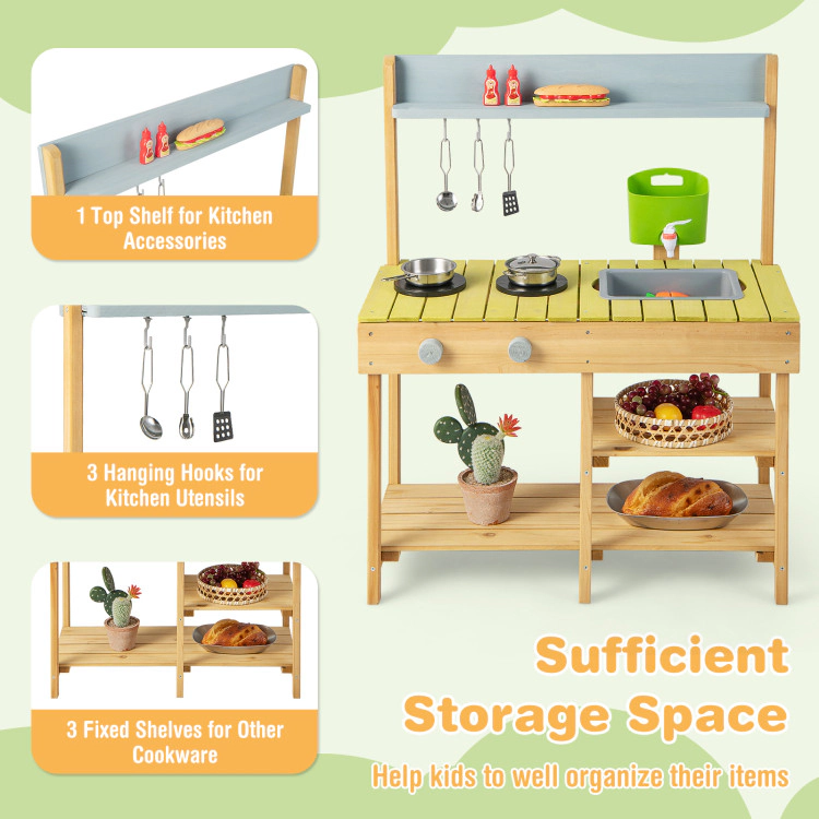 Hivvago Backyard Pretend Play Toy Kitchen with Stove Top