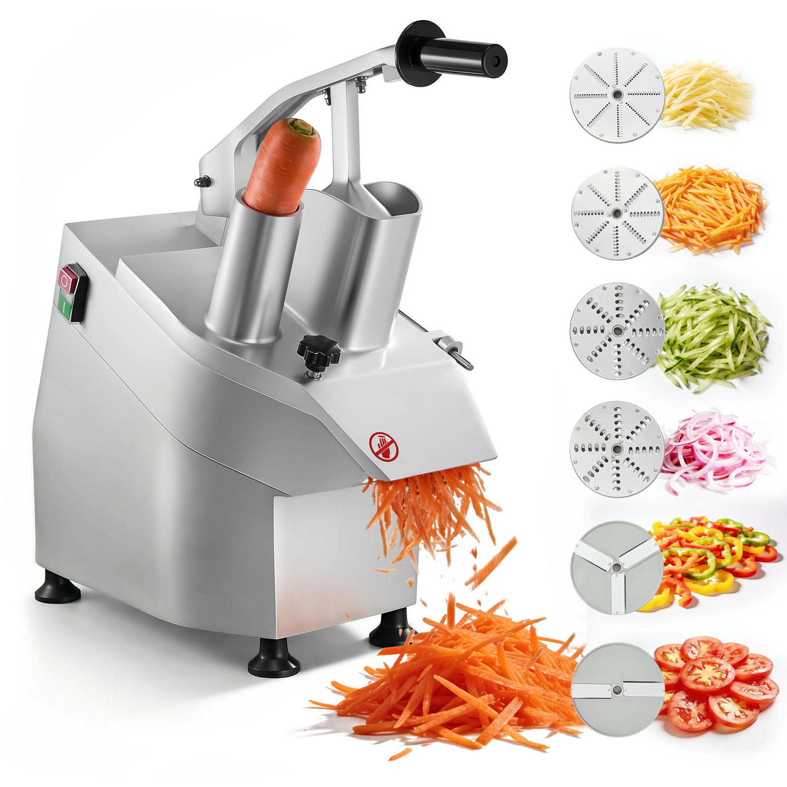 HONGGE 550W Commercial Electric Vegetable Slicer, Stainless Steel Food Processor with 6 Interchangeable Cutting Blades