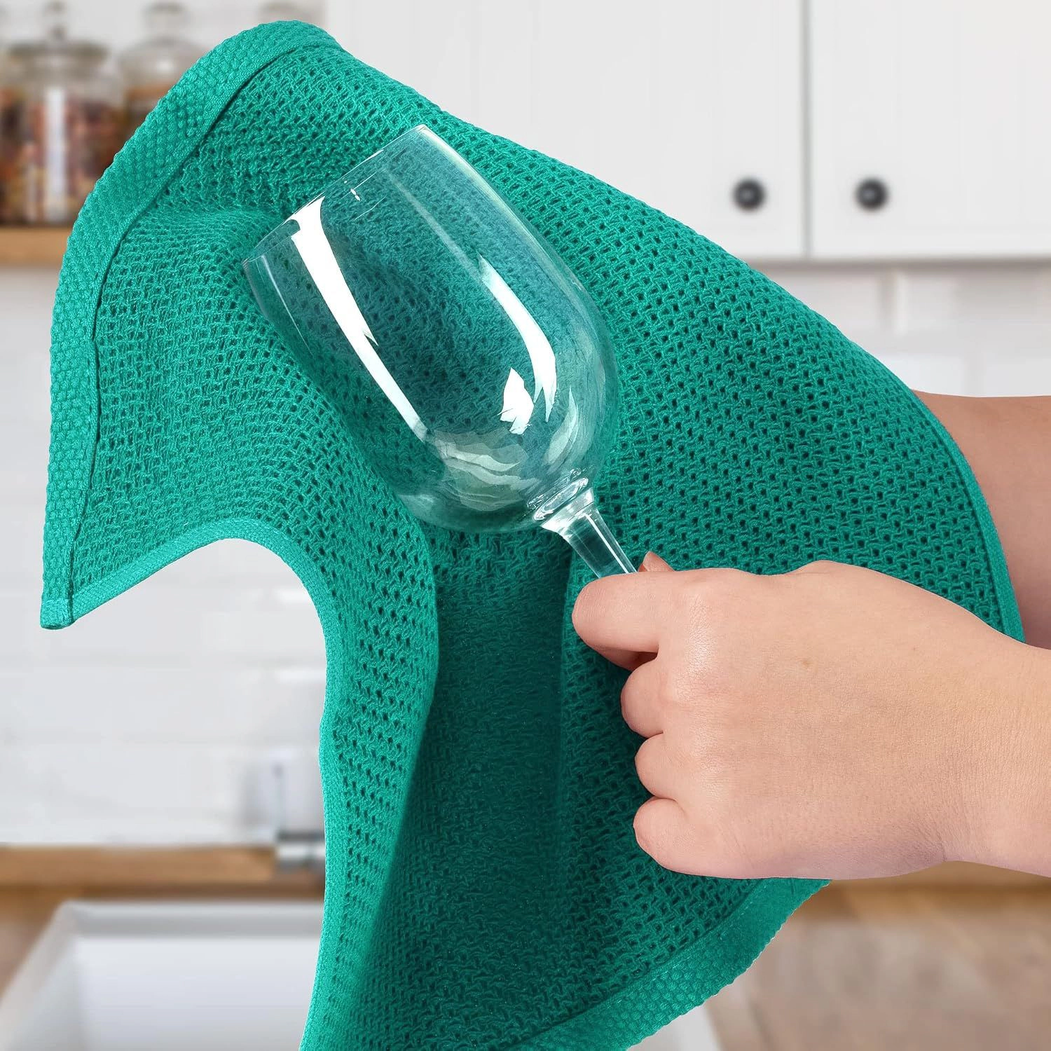 Zulay Kitchen Towels 6 Pack 100% Cotton Waffle Weave - 12x12” Super Absorbent Dish Towels for Kitchen