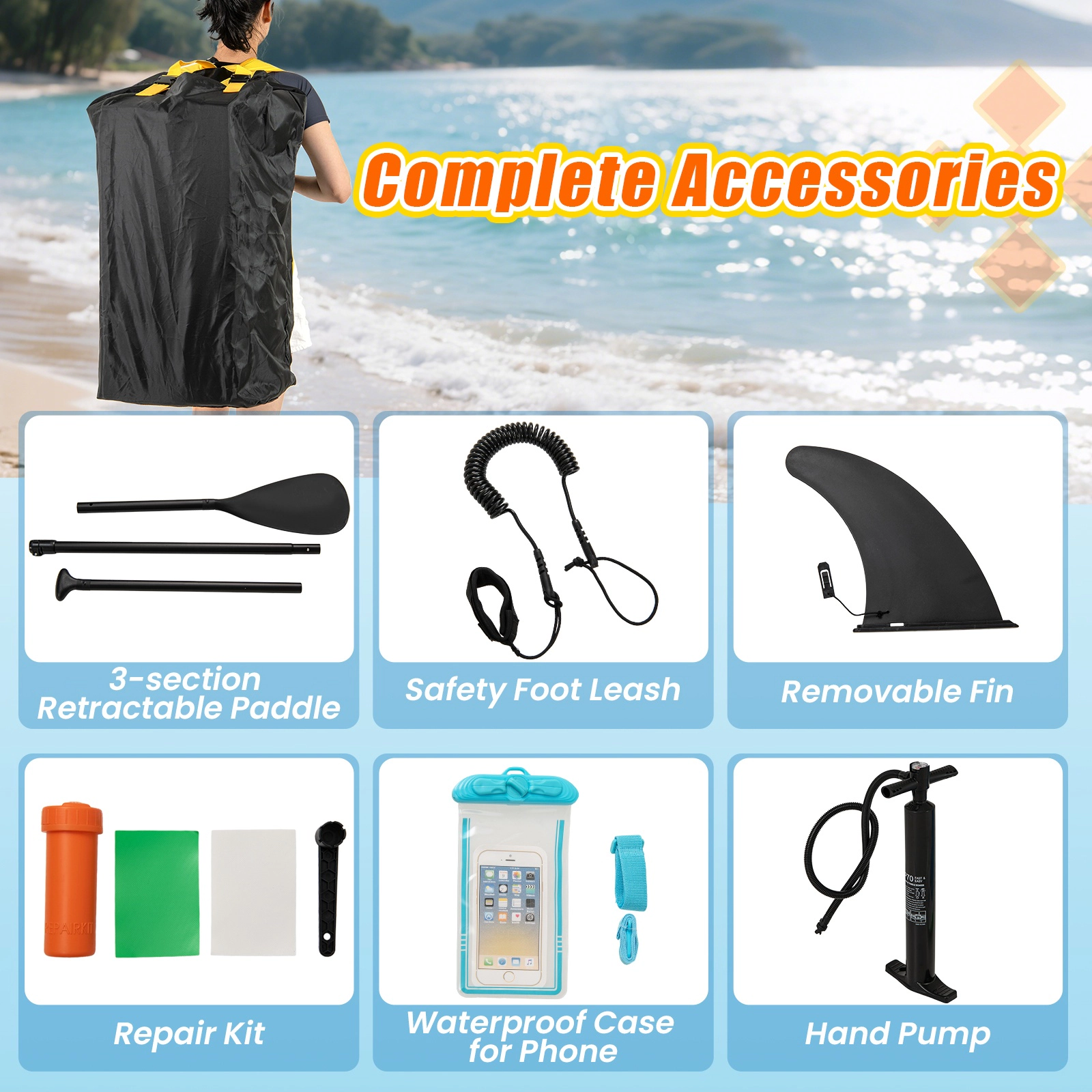SUGIFT Drop Stitch Inflatable Stand Up Paddle Board 11-ft Long 30-in Wide with Adjustable Paddle As Picture Shown