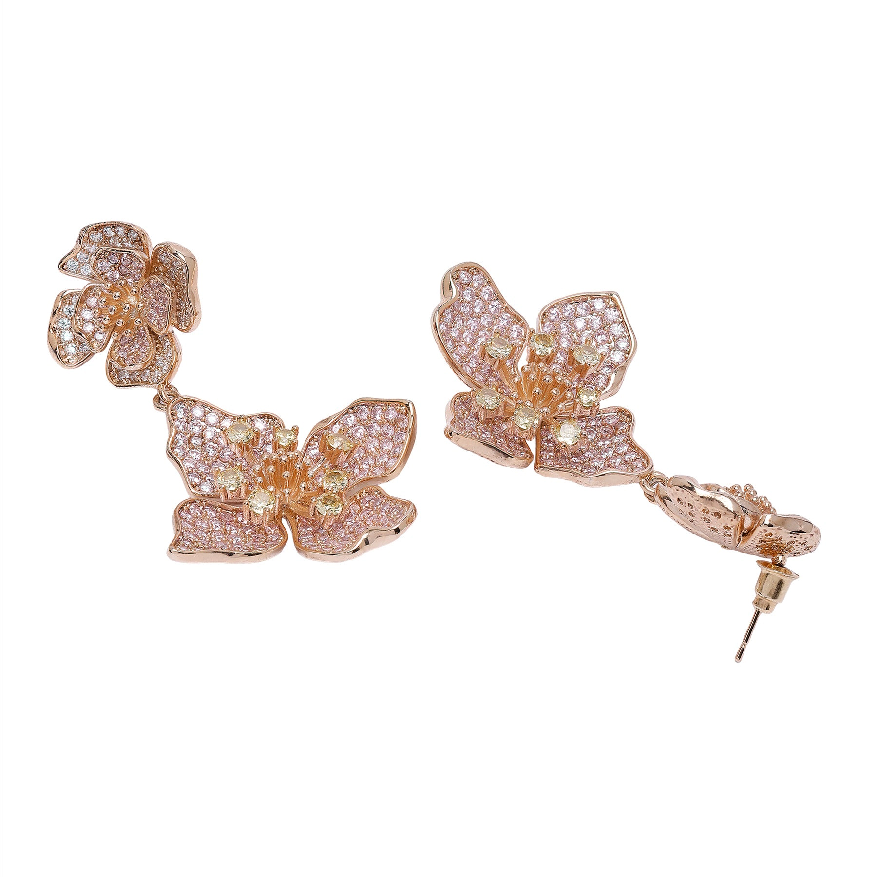 AGP PARIS Womens Diva Two-Tiered Floral Drop Earrings