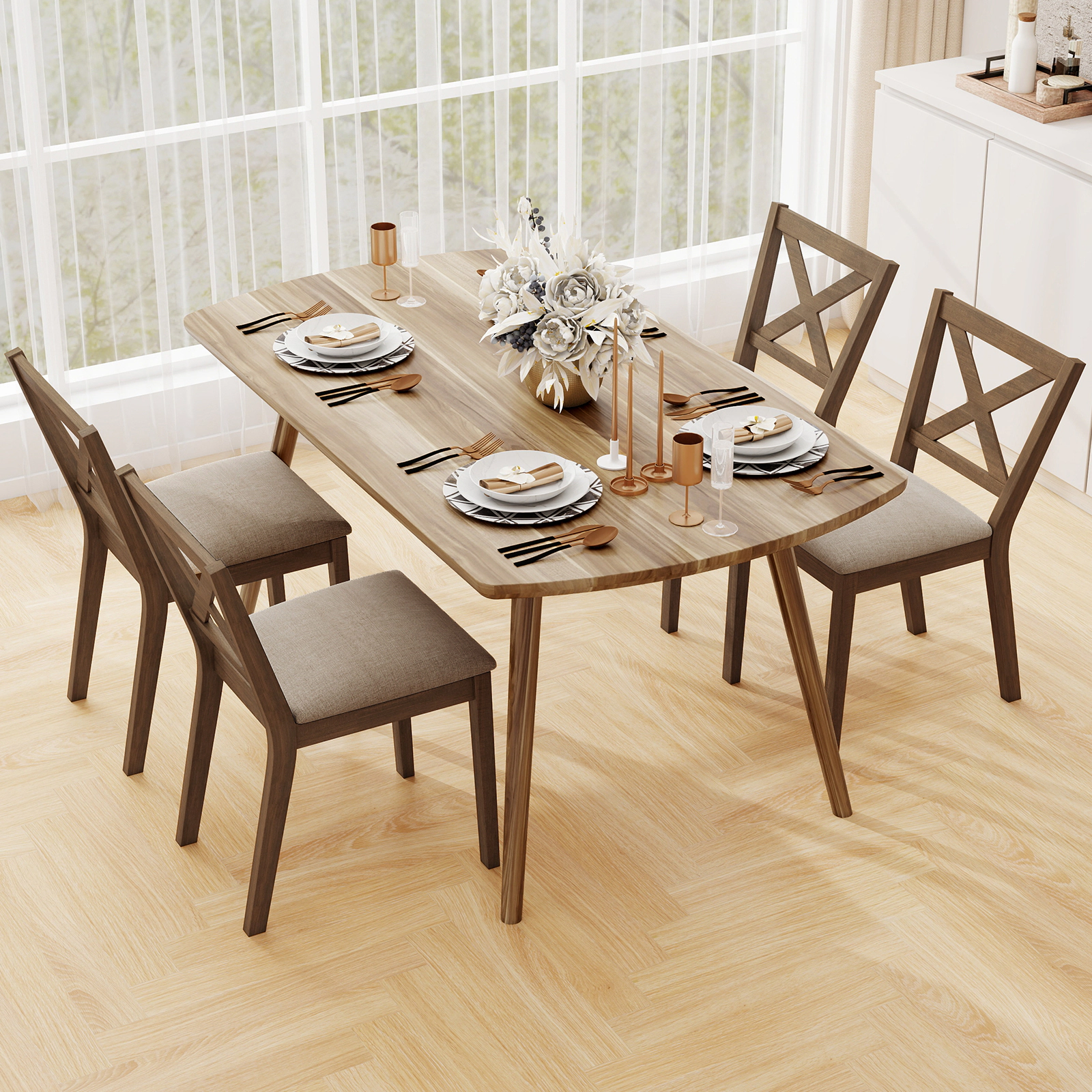 LJG Dining Chair Set of 2 Modern Kitchen Chair with Upholstered Seat