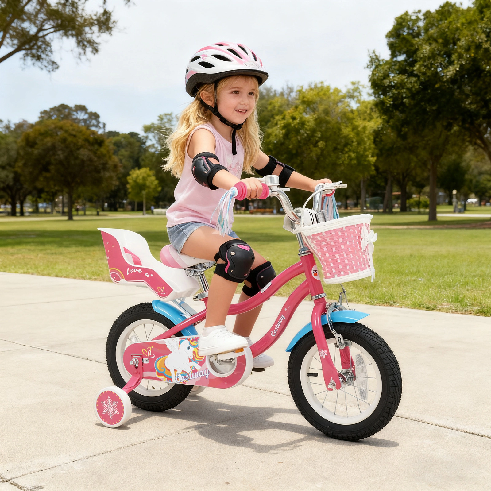 LJG Girls Bike for 3-8 Years Old Kids with Doll Seat