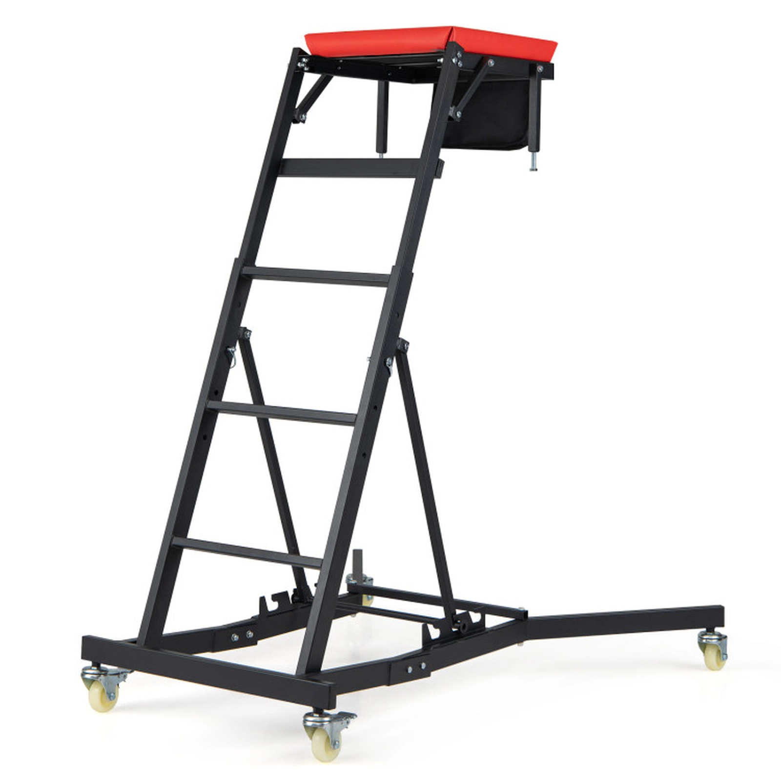SUGIFT Folding 4-Level Height 3 Tilt Angles Topside Automotive Engine Creeper 42-in to 69-in 400-lb Capacity Black