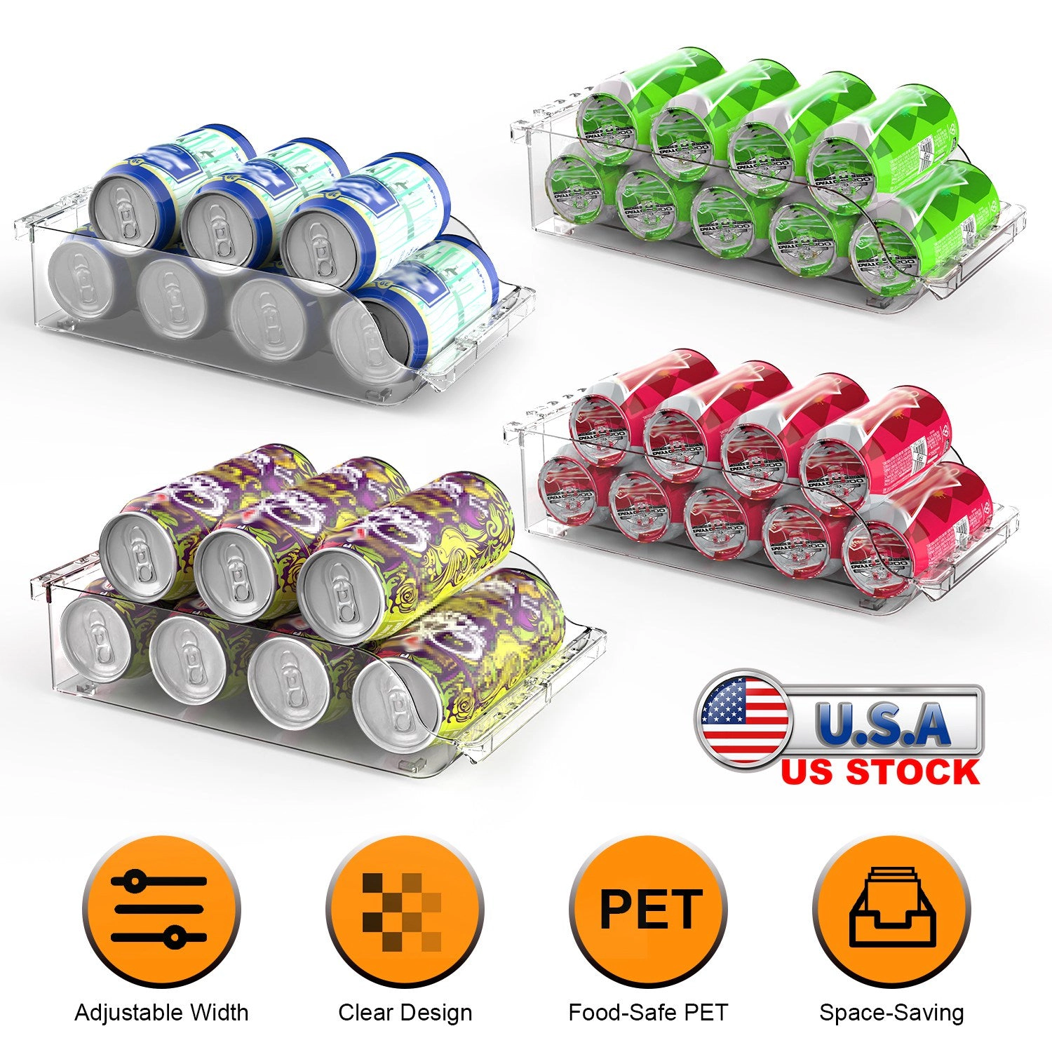GBruno 4-Piece Adjustable Soda Can Organizer