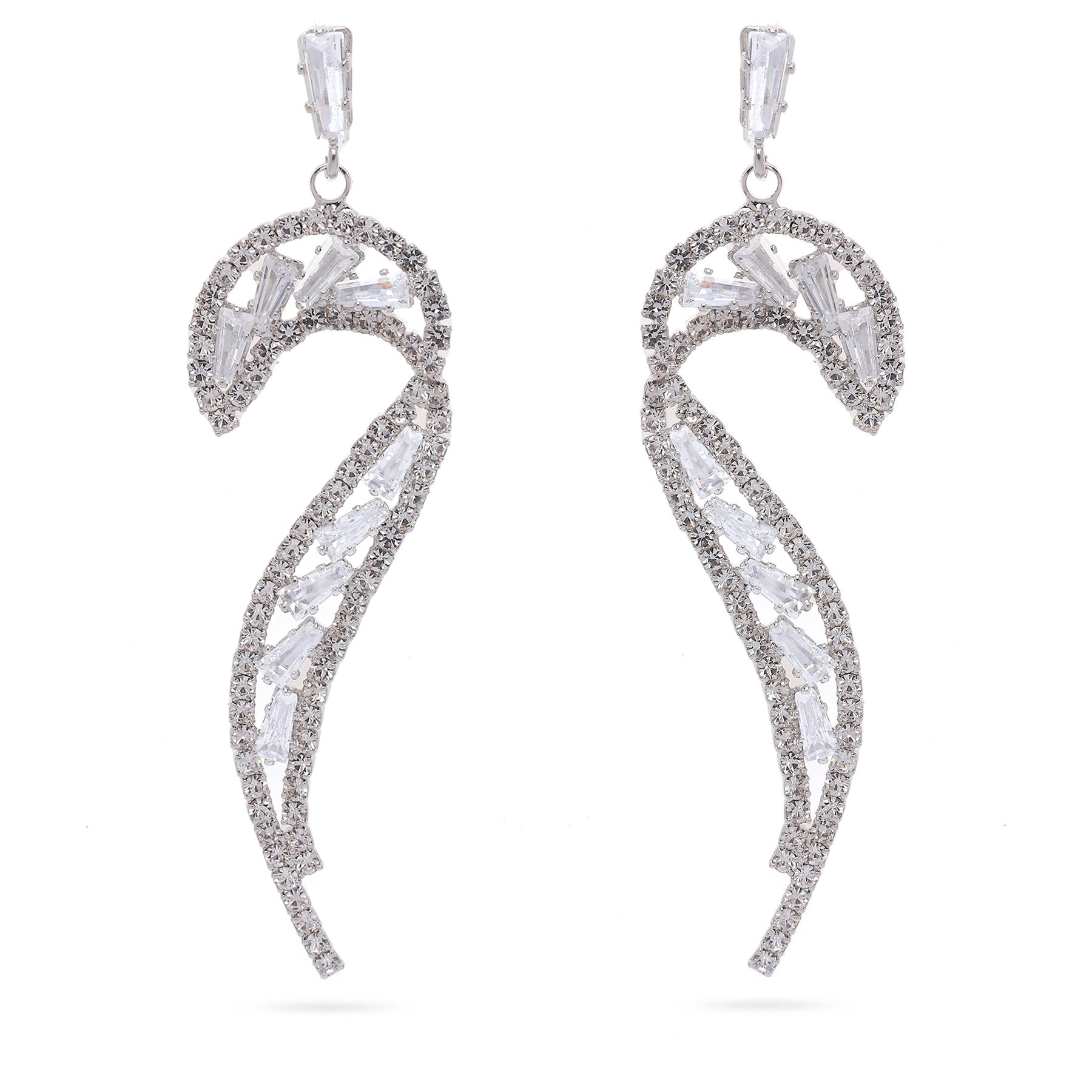 AGP PARIS Womens Glittering Curve Drop Earrings