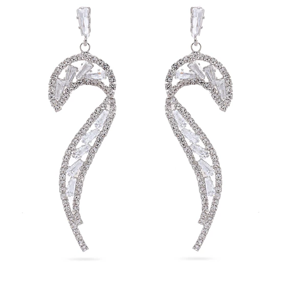 AGP PARIS Womens Glittering Curve Drop Earrings