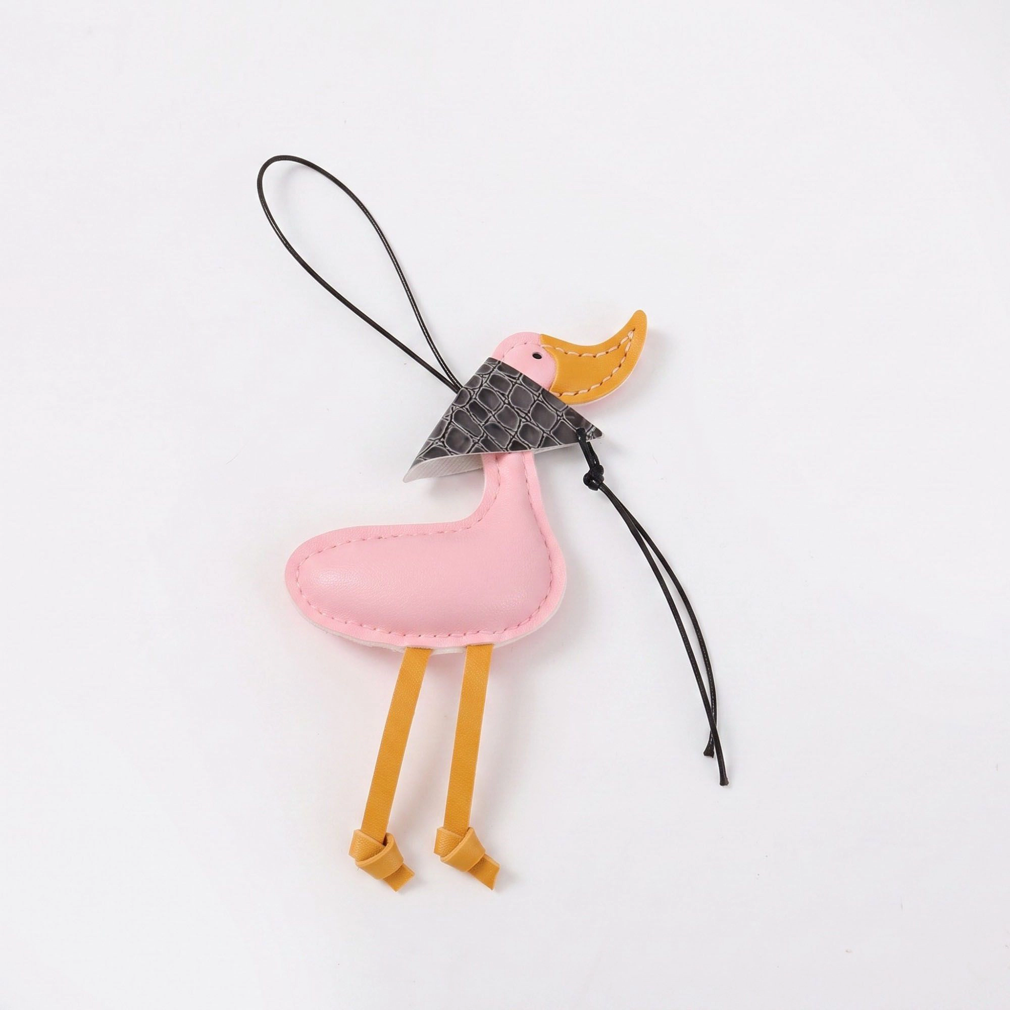 Alilang Women's Duck Bag Charm with Beak and Patterned Scarf Accent