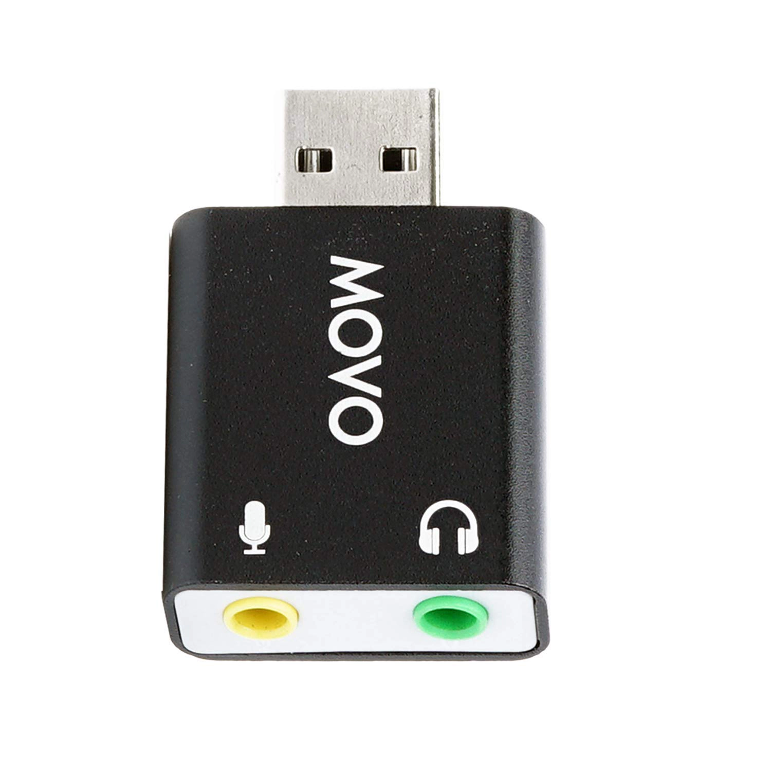 Movo USB-AC 3.5mm TRS Microphone to USB 2.0 Stereo Audio External Sound Card Adapter for PC and Mac. USB Sound Card
