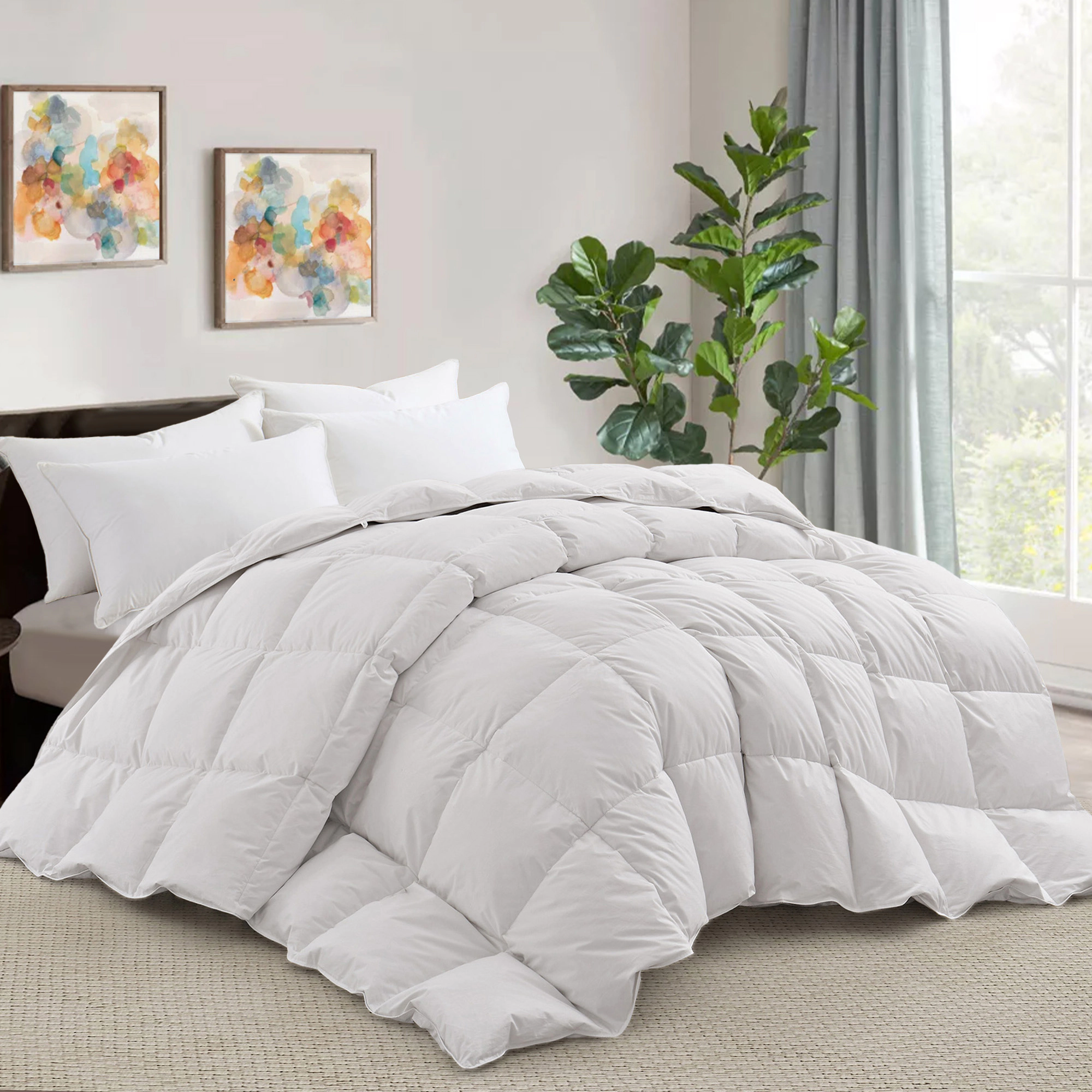 Unikome Luxury Feather Down Fiber Comforter Insert, Soft Fluffy Bedding for Hotel Sleep Experience