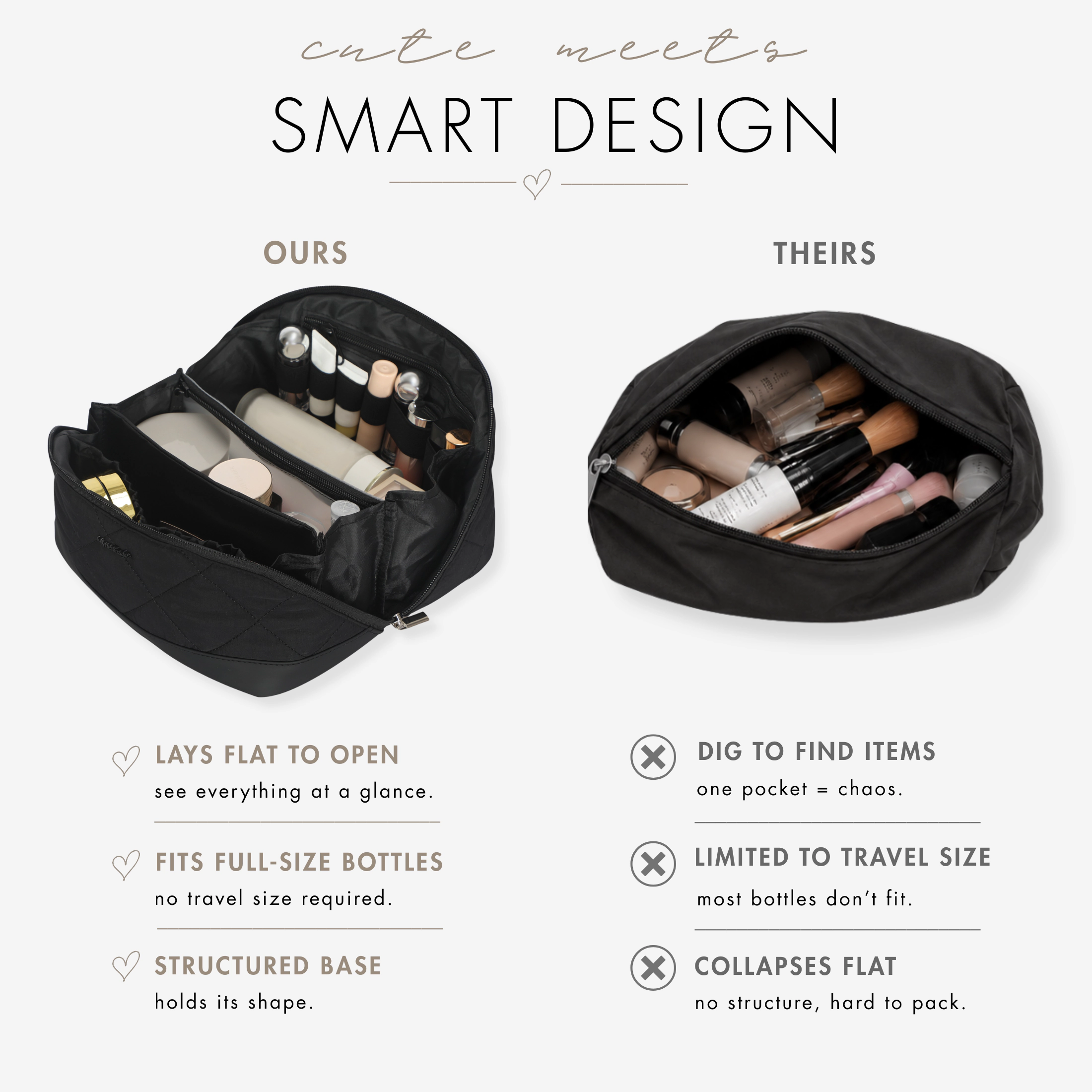 Hynes Eagle Women's Quilted Makeup Bag Organizer – Structured Base