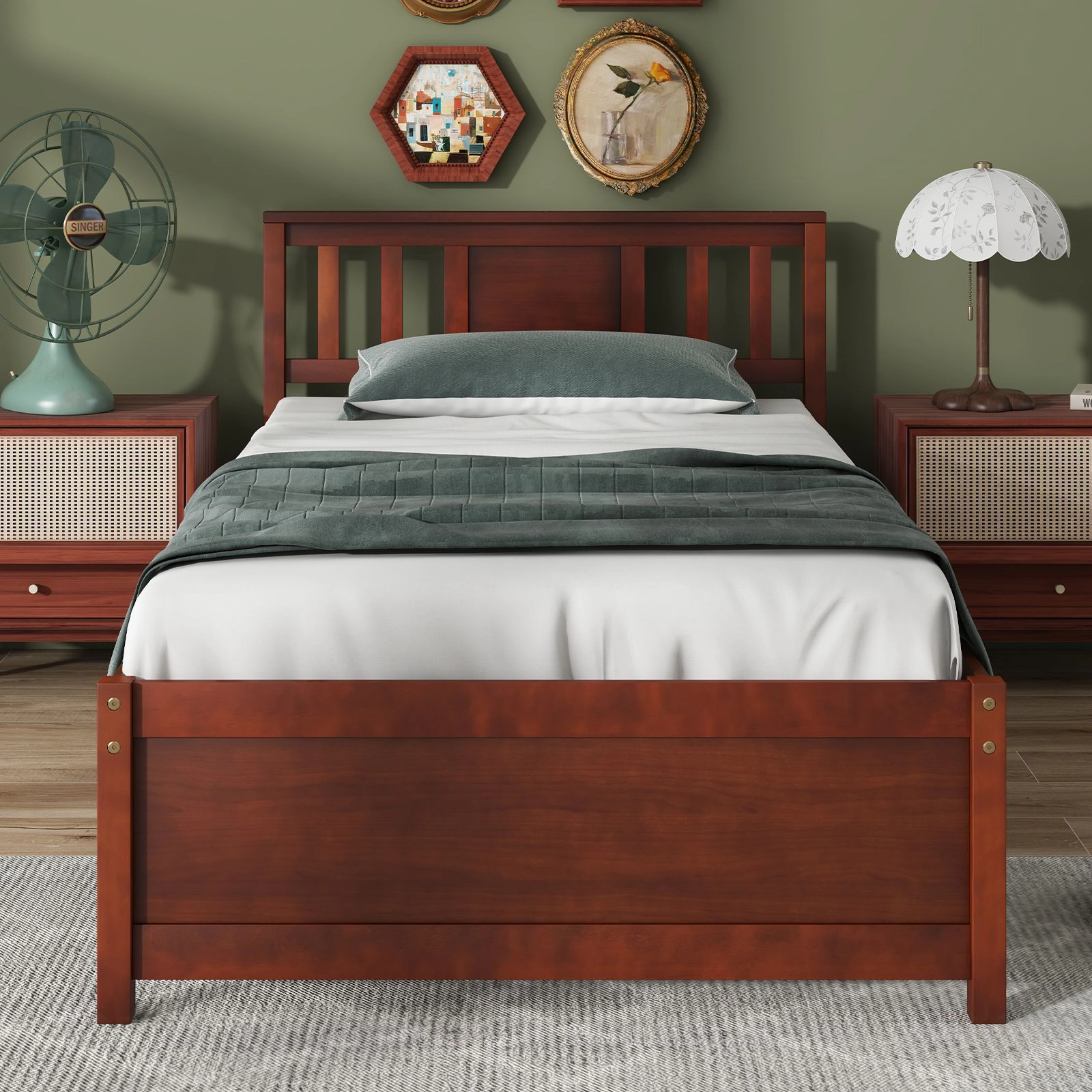 SlickBlue Solid Wood Bed Frame with Under Bed Storage and Wooden Slat Support