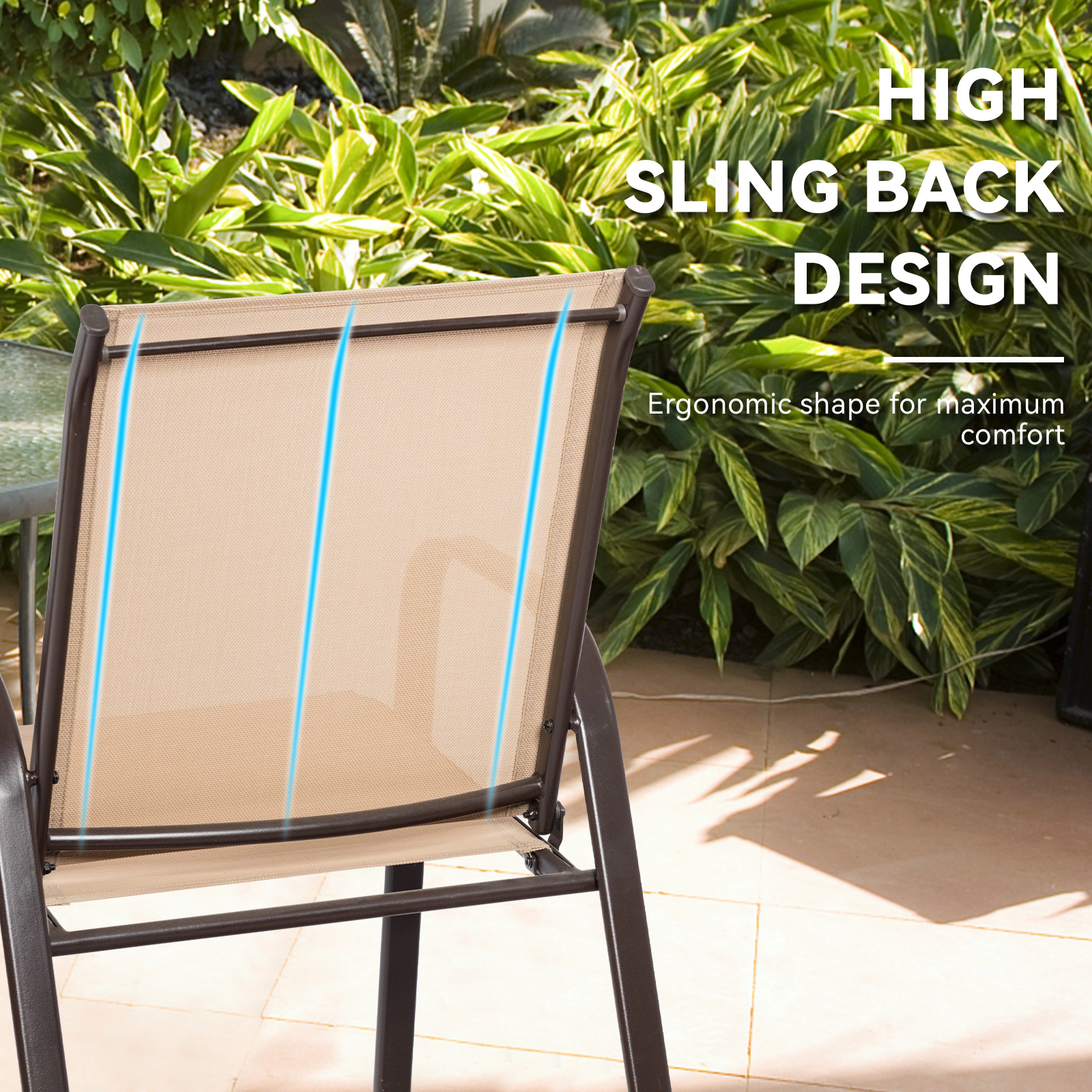LJG 2 Pcs Patio Chairs Outdoor Dining Chair with Armrest