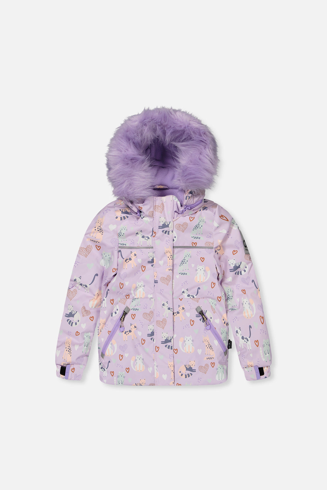 Deux par Girls Cat Print Two Piece Discover Snowsuit with Hooded Jacket and Snow Pants