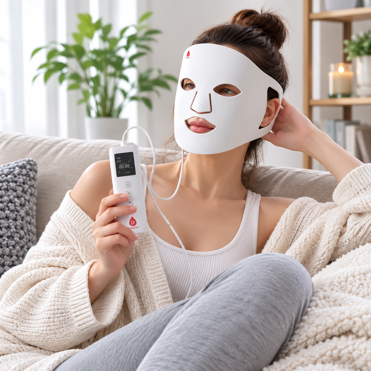 Pursonic Women's LED Skincare & Anti-Aging Therapy Mask with Smart Controller