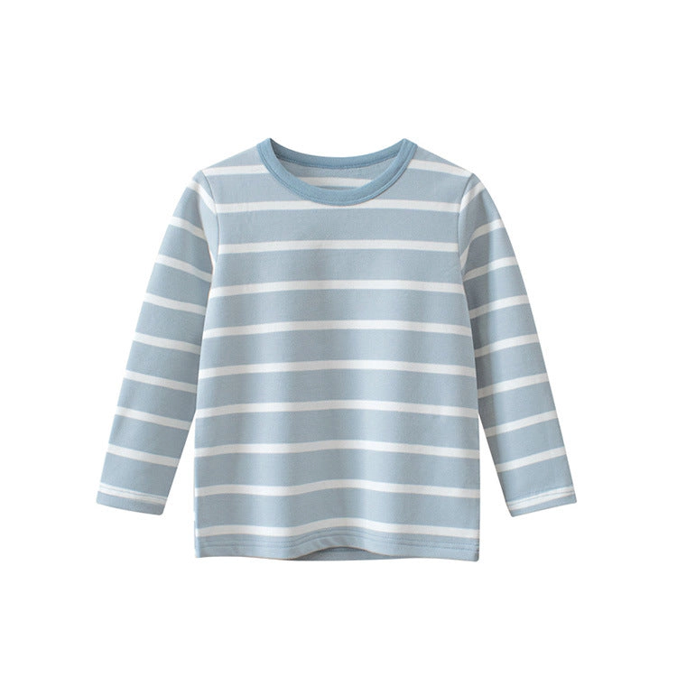 MyKids-USA Baby Blue Striped Pattern Long Sleeve Soft Cotton Shirt