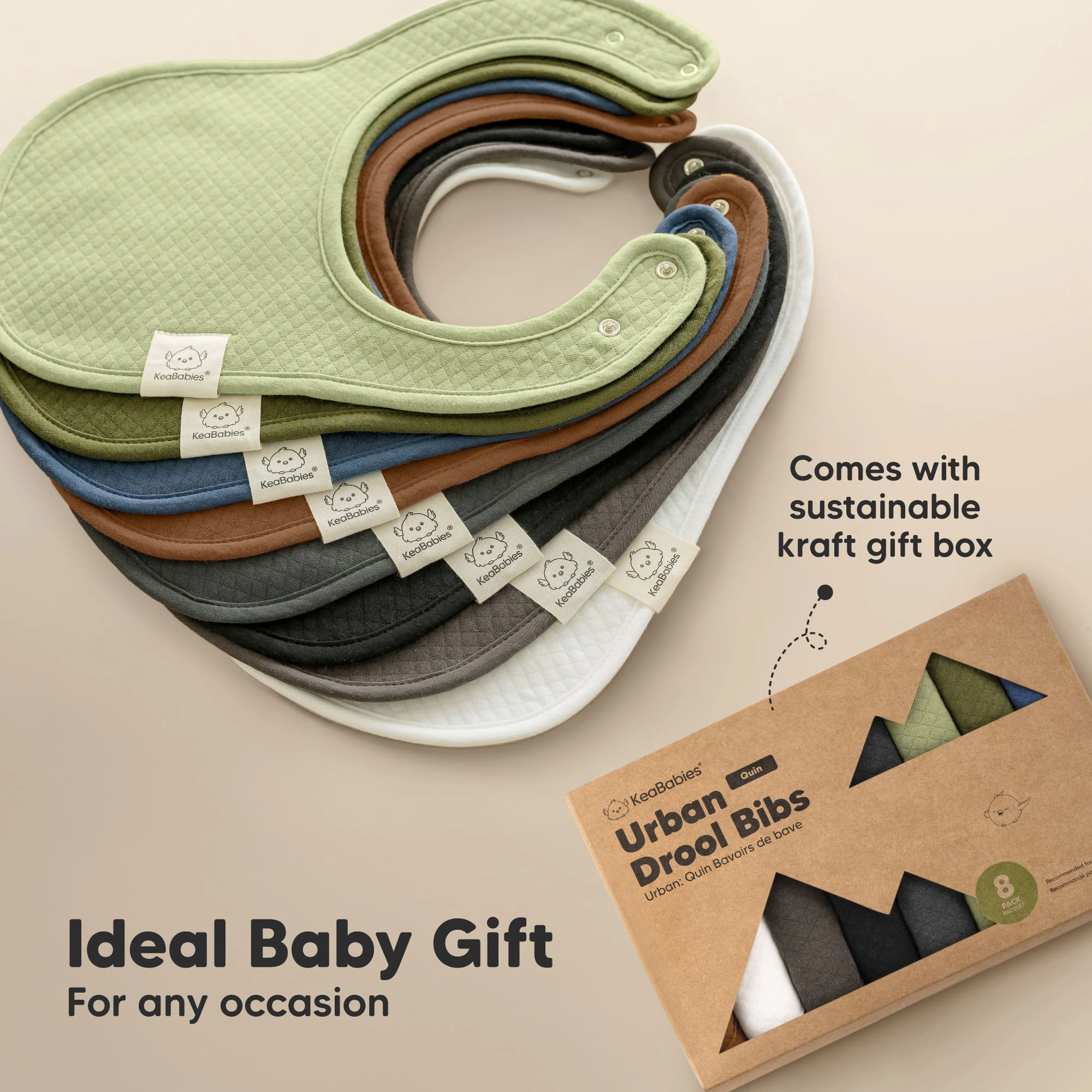 KeaBabies 8-Pack Urban Quin Drool Bibs