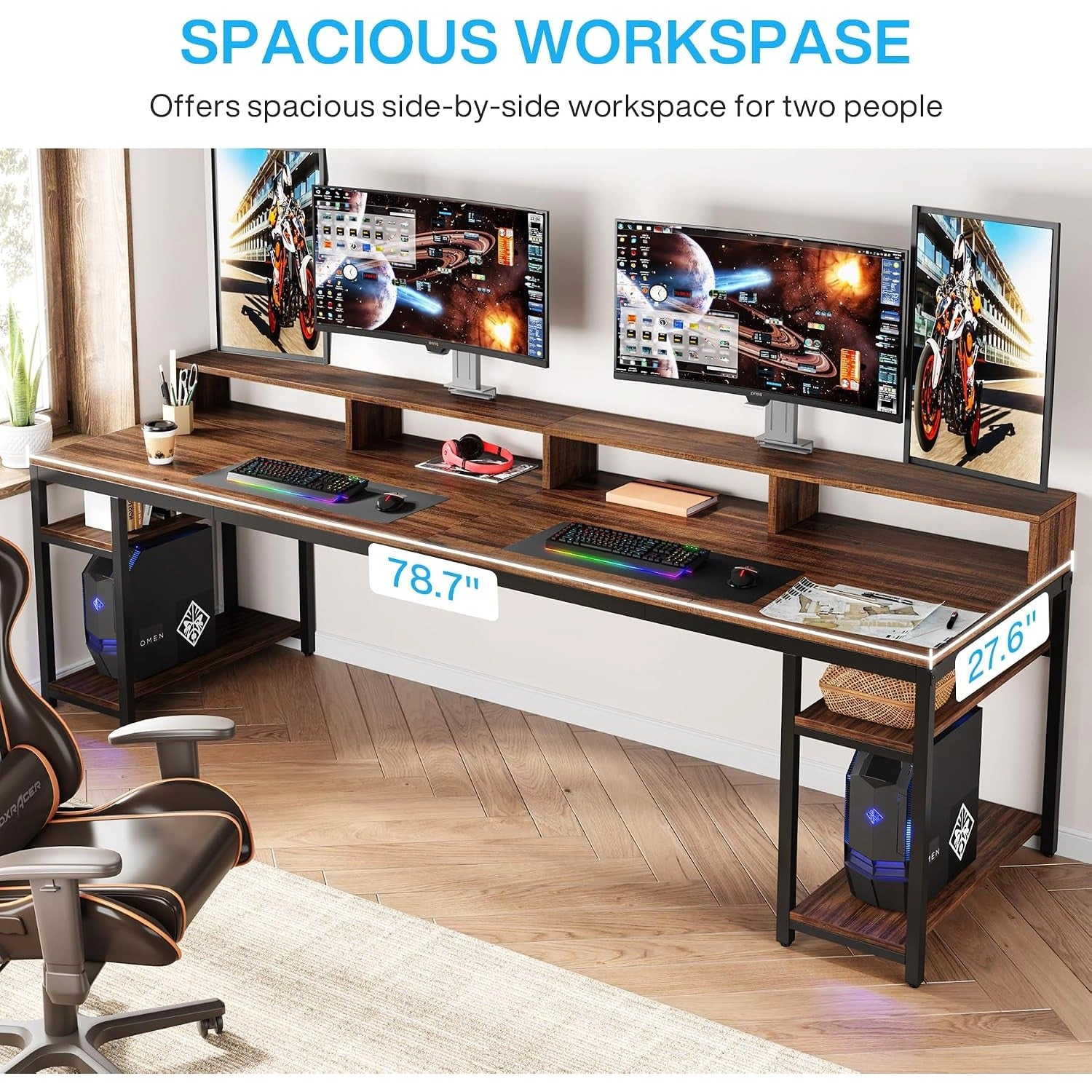Tribesigns Industrial Wood Desk with Monitor Stand