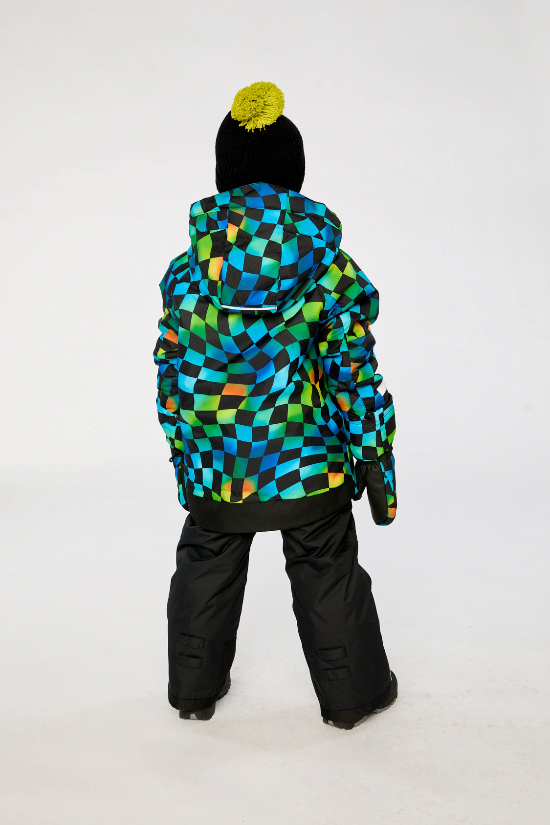 Deux par Boys Checkerboard Print Two Piece Play Snowsuit with Hooded Jacket and Snow Pants