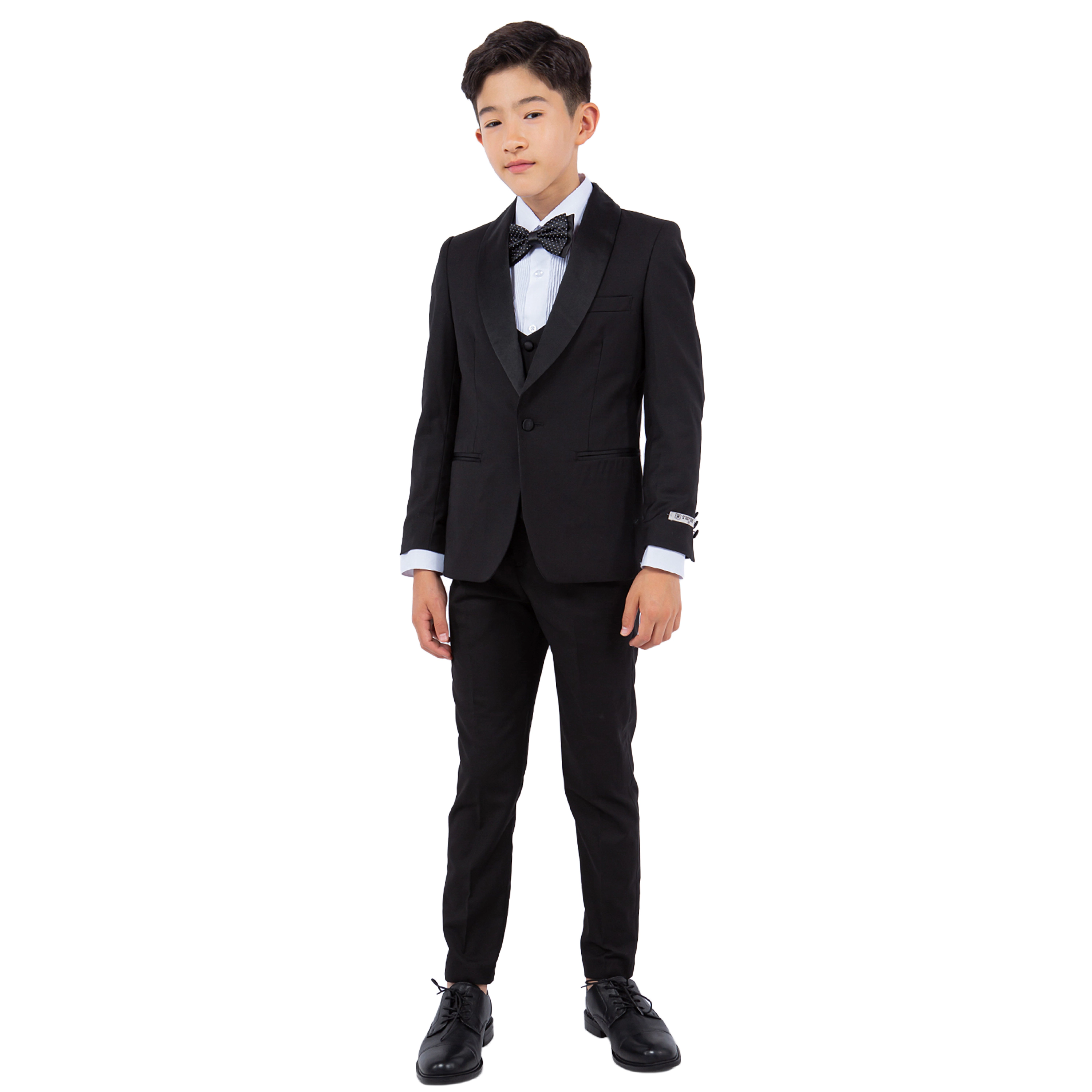 Stacy Adams Boys 5-Piece Slim Fit Tuxedo Set - Jacket, Vest, Pants, Shirt, Bow Tie