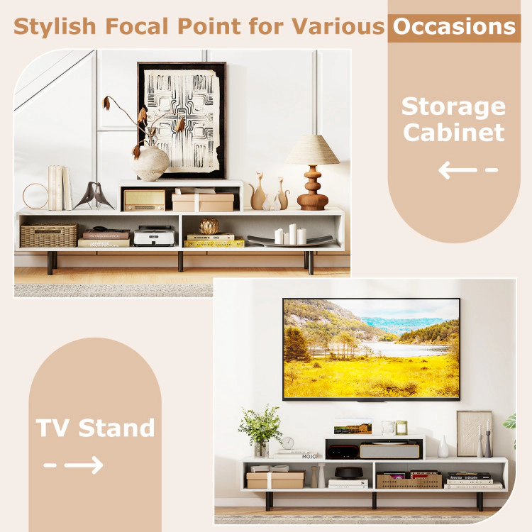 Hivvago 3 Cubby Tv Stand For Tvs Up To 70 Inch With Open Storage Compartments