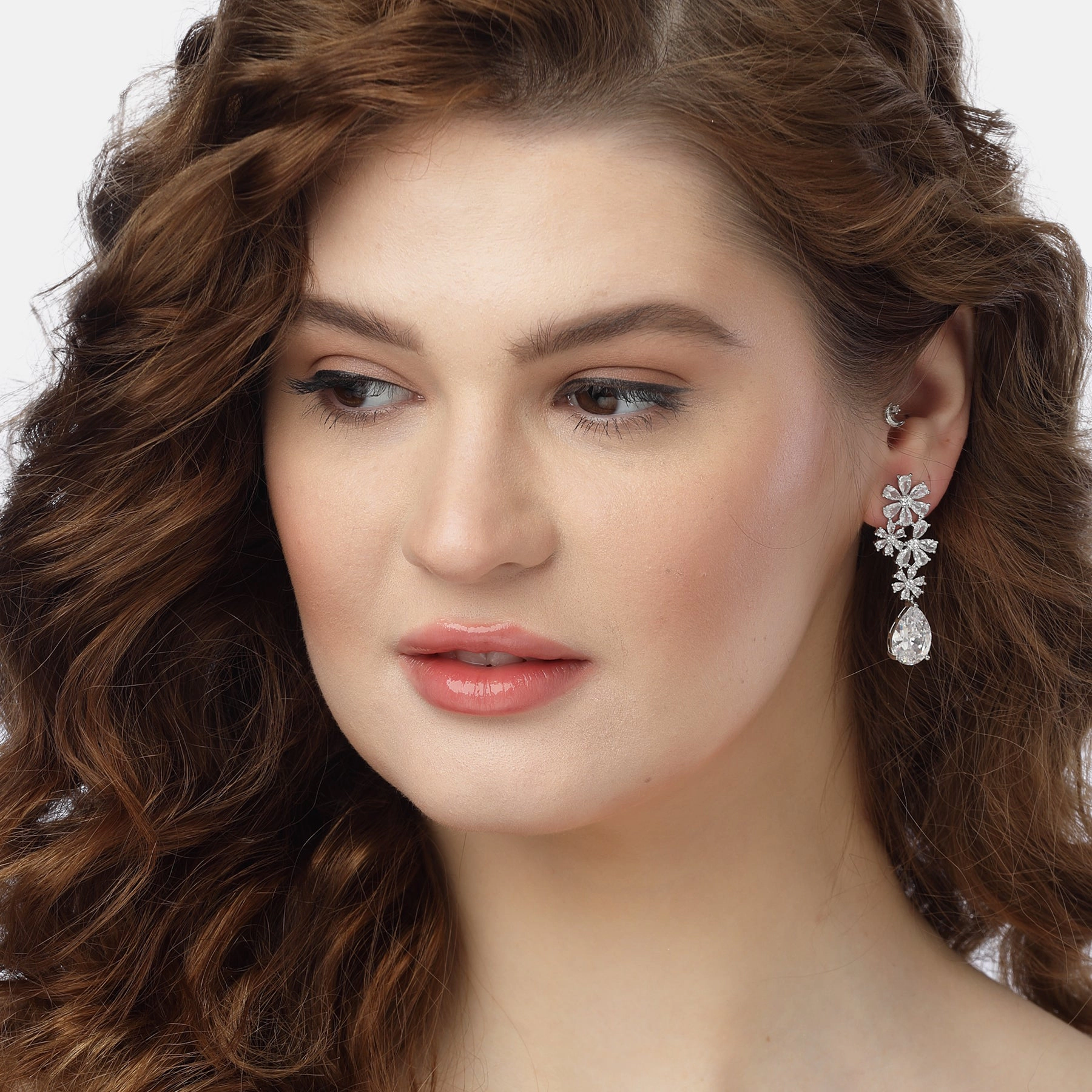 AGP PARIS Womens Elegant Floral Drop Earrings
