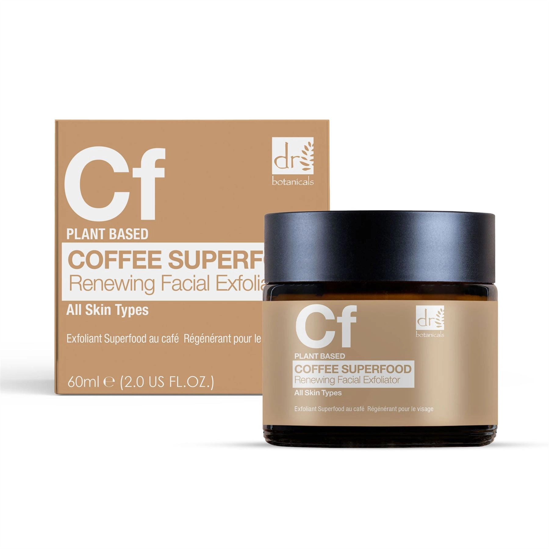 Dr Botanicals Coffee Superfood Renewing Facial Exfoliator 60ml - Salicylic Acid, Vitamin E, Shea Butter