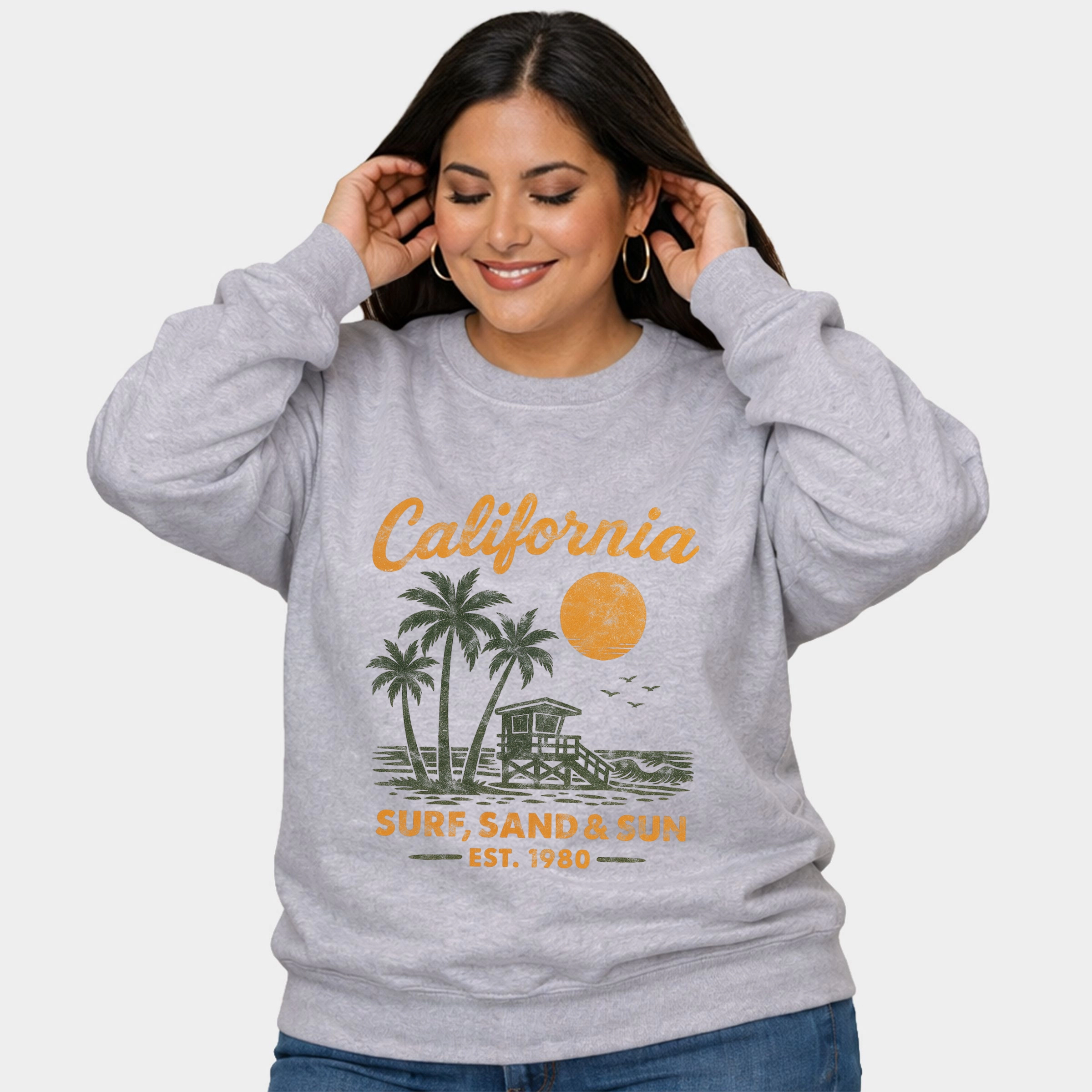 Simply Sage Market - California Surf, Sand & Sun  Women's Plus Sized Graphic Sweatshirt