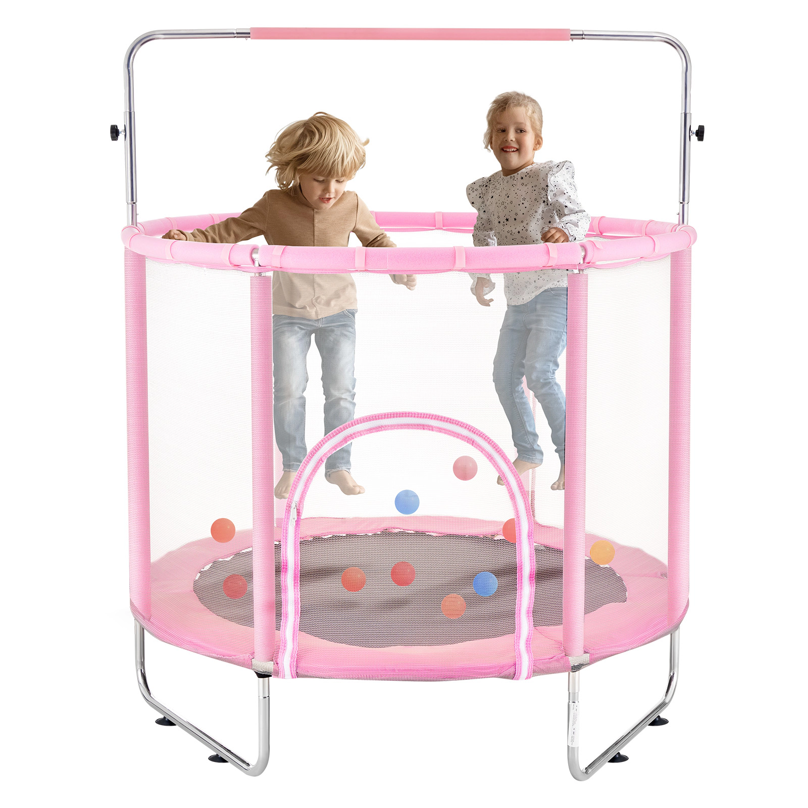 HONGGE 55" Kids Trampoline 4.6FT Indoor Outdoor Trampoline Mini Toddler Recreational Trampolinewith Safety Enclosure