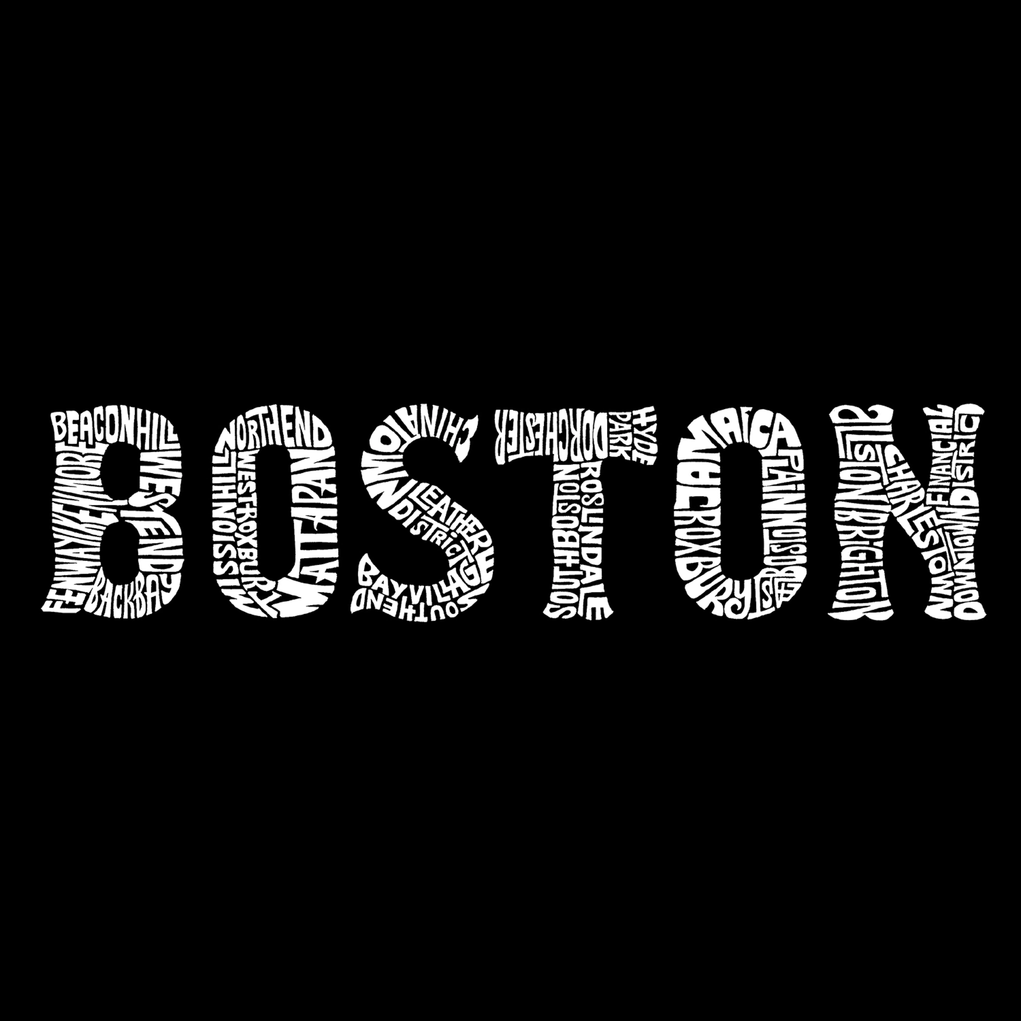 LA Pop Art Womens Word V-Neck T-Shirt - Boston Neighborhoods
