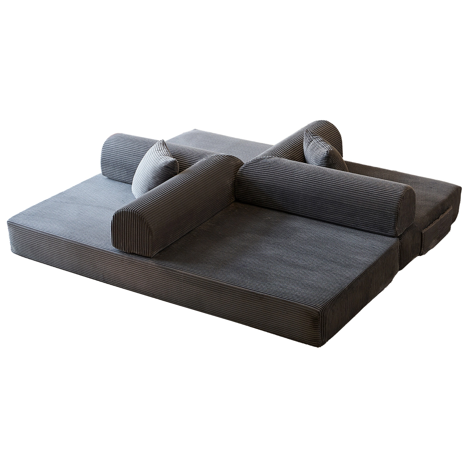 GBruno 3-Seat Convertible Corduroy Floor Sofa Bed