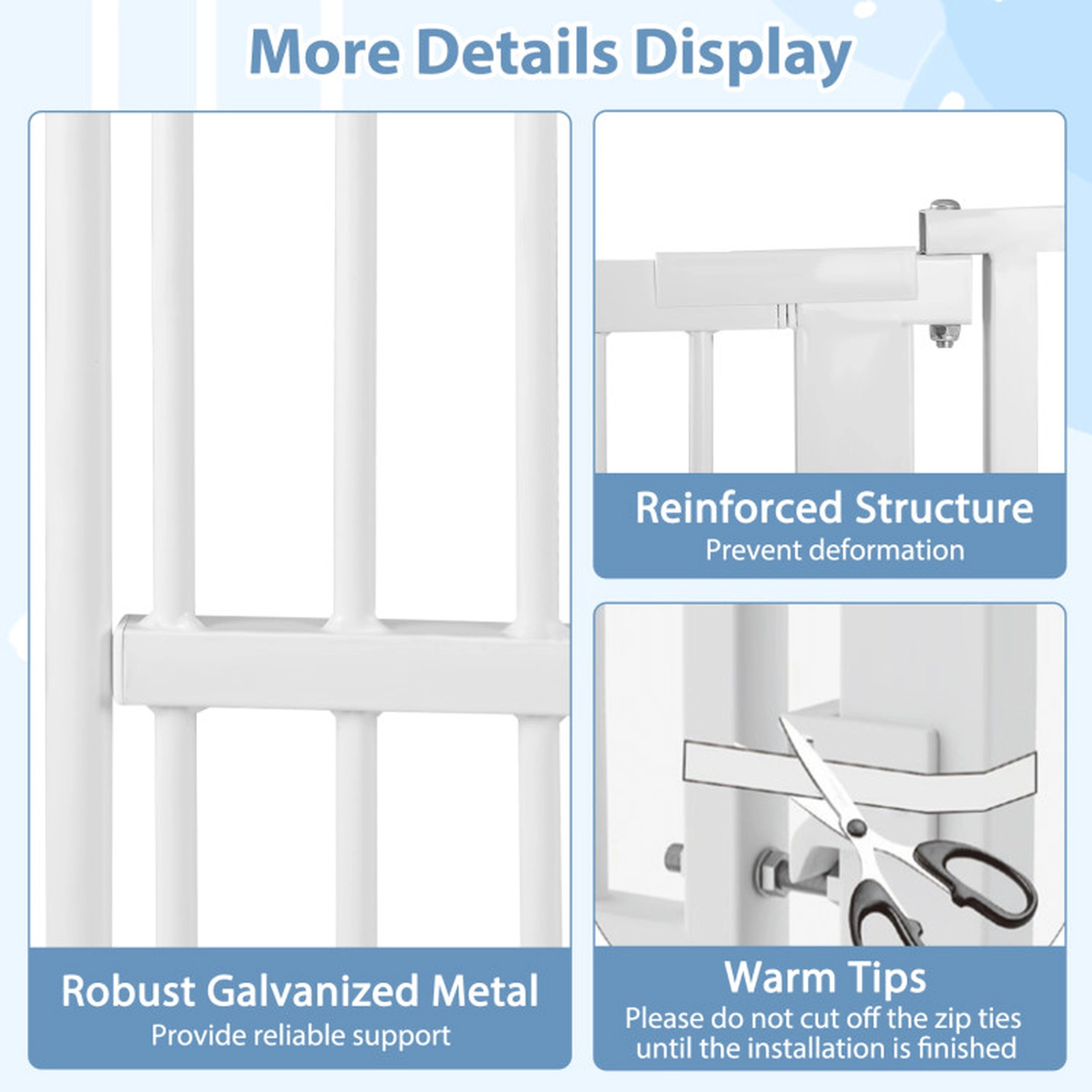 SUGIFT 67.5-in Extra Tall Pet Gate with 30.5-41-in Adjustable Wide Opening White