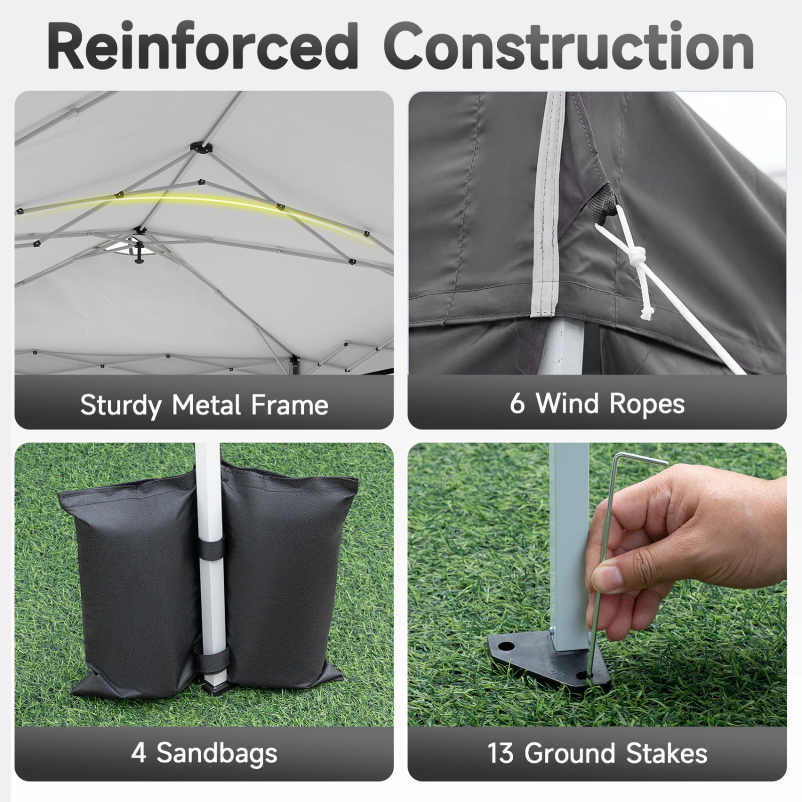 SUGIFT Pop Up Canopy Tent with 6 Sidewalls and Adjustable Height 10 x 20FT Gray