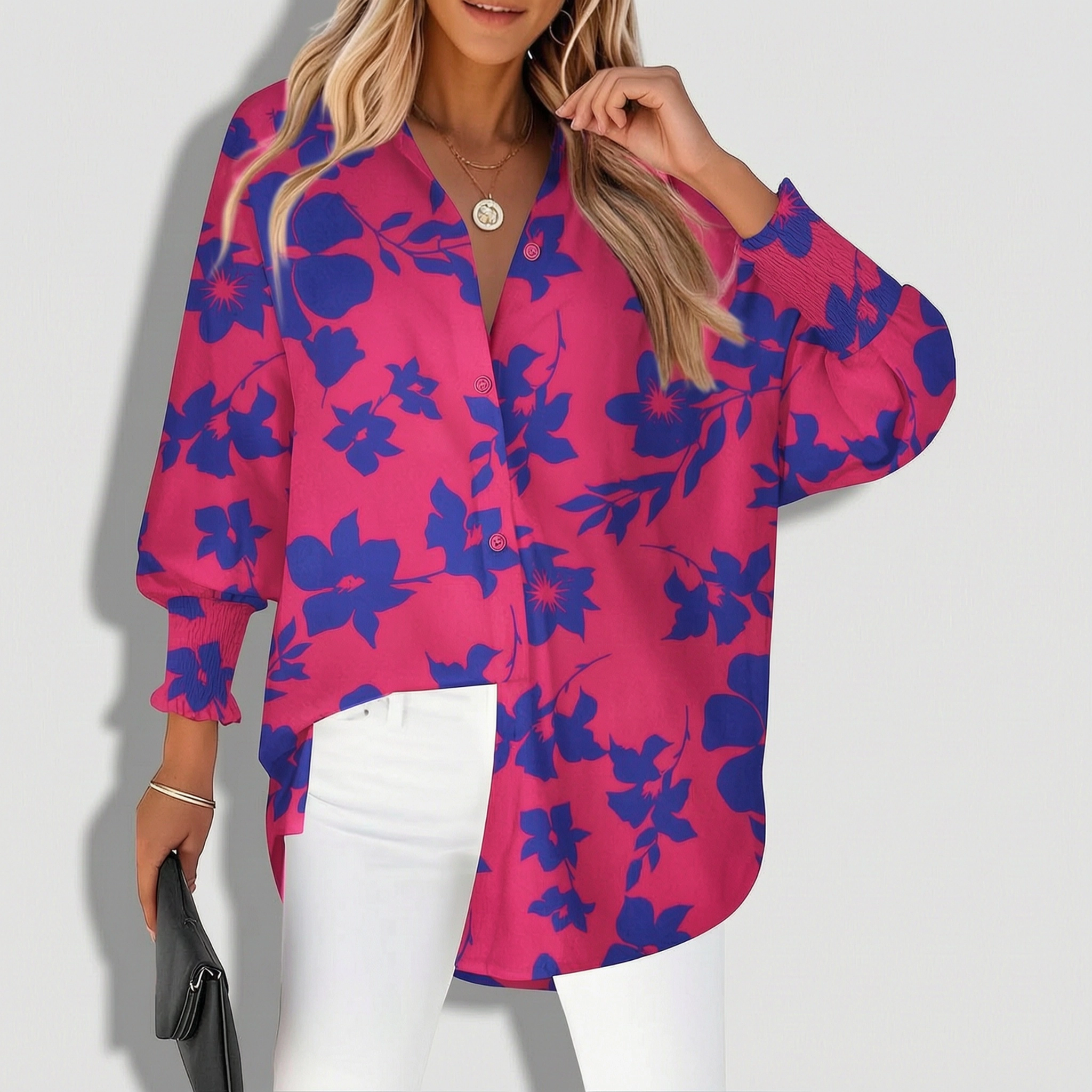 Zeagoo Women's Striped Printed Lantern Long Sleeve Blouses Smocked Cuff Business Work Tops