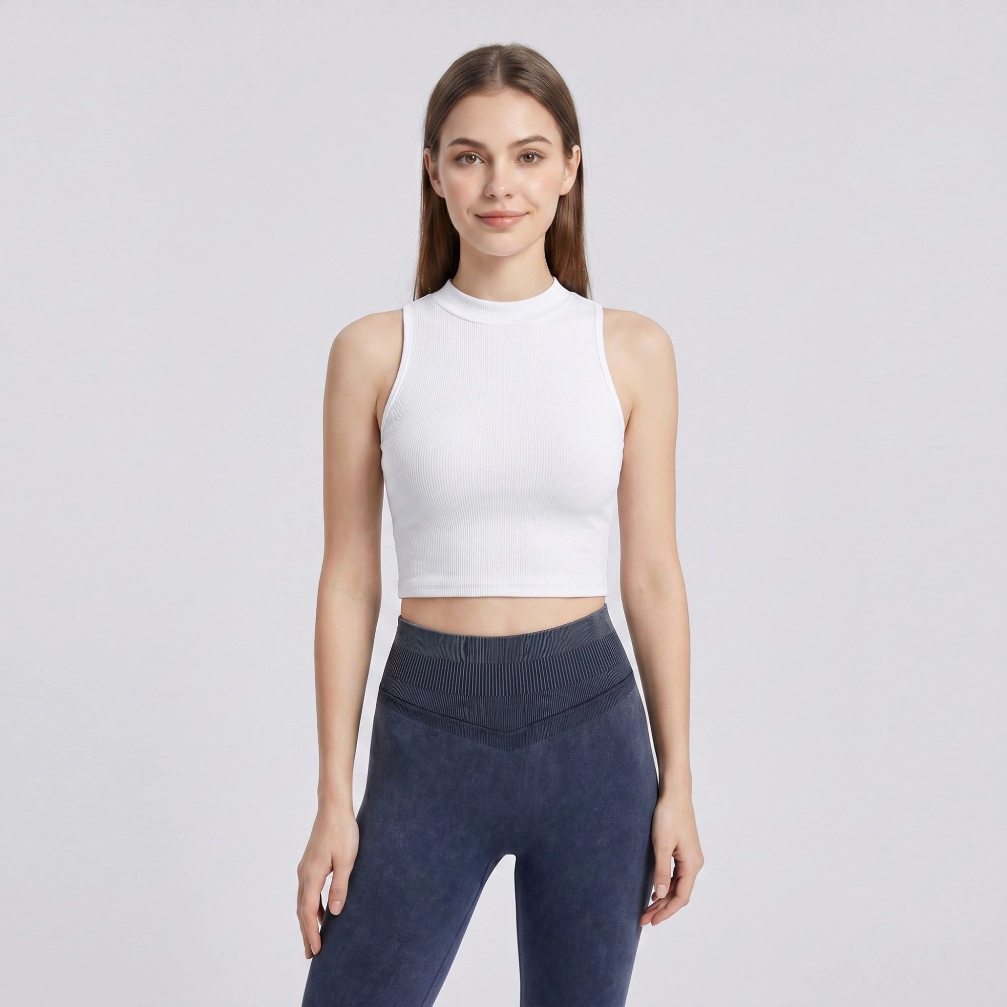 Anna-Kaci Women's High Waist Seamless Leggings with Ribbed Waistband and Contour Detail