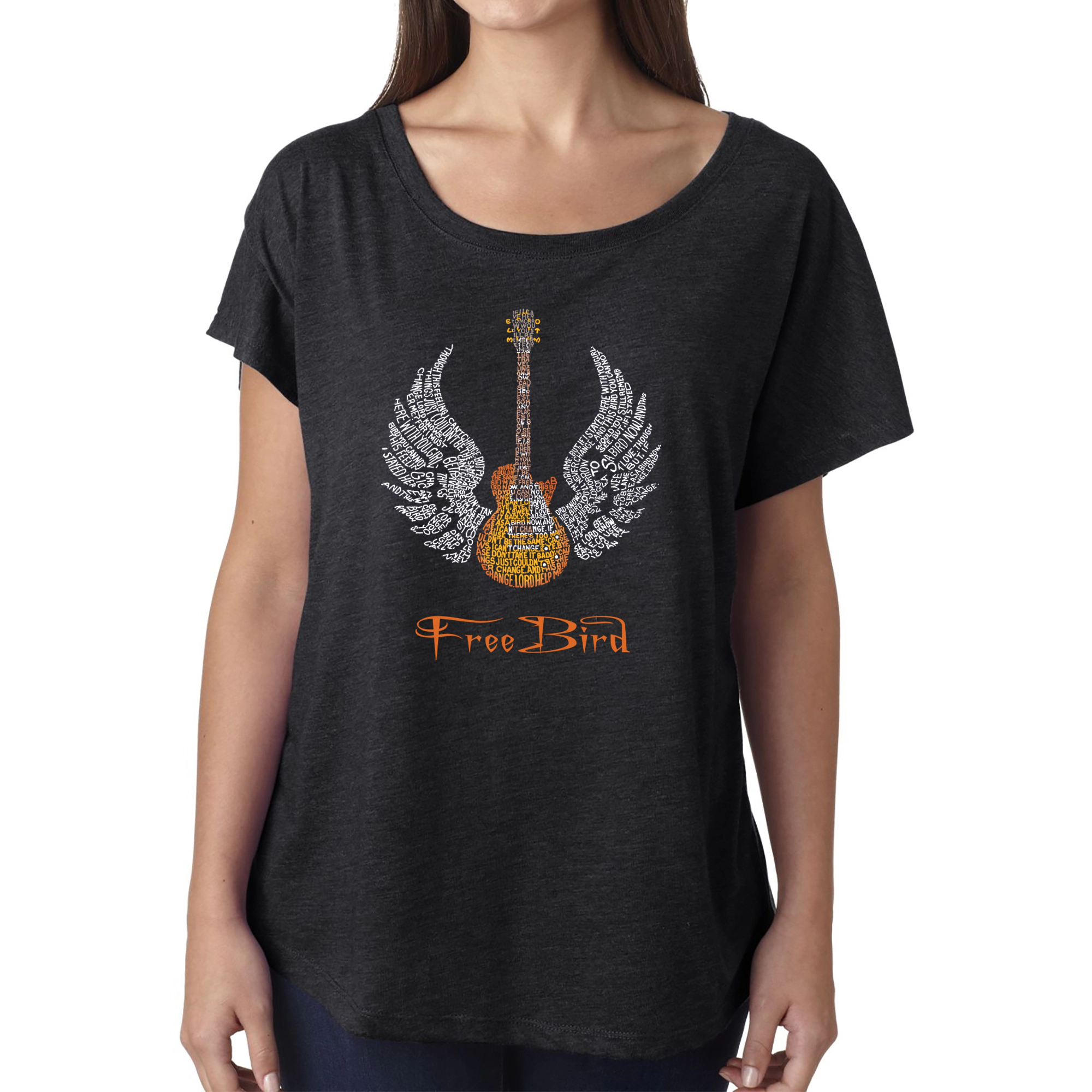 LA Pop Art Women's Dolman Word Shirt - LYRICS TO FREEBIRD