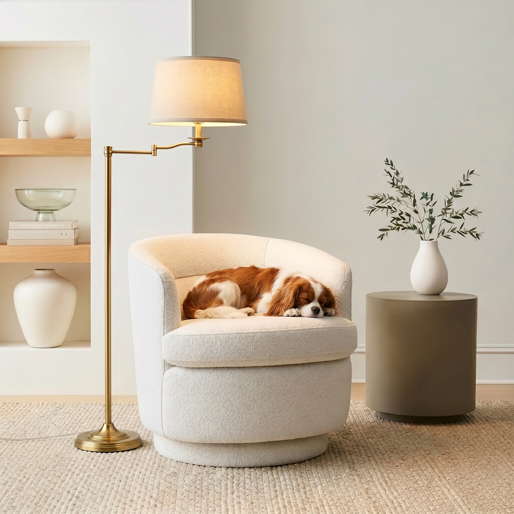 Brightech Caden Swing Swing Arm Drum Floor Lamp