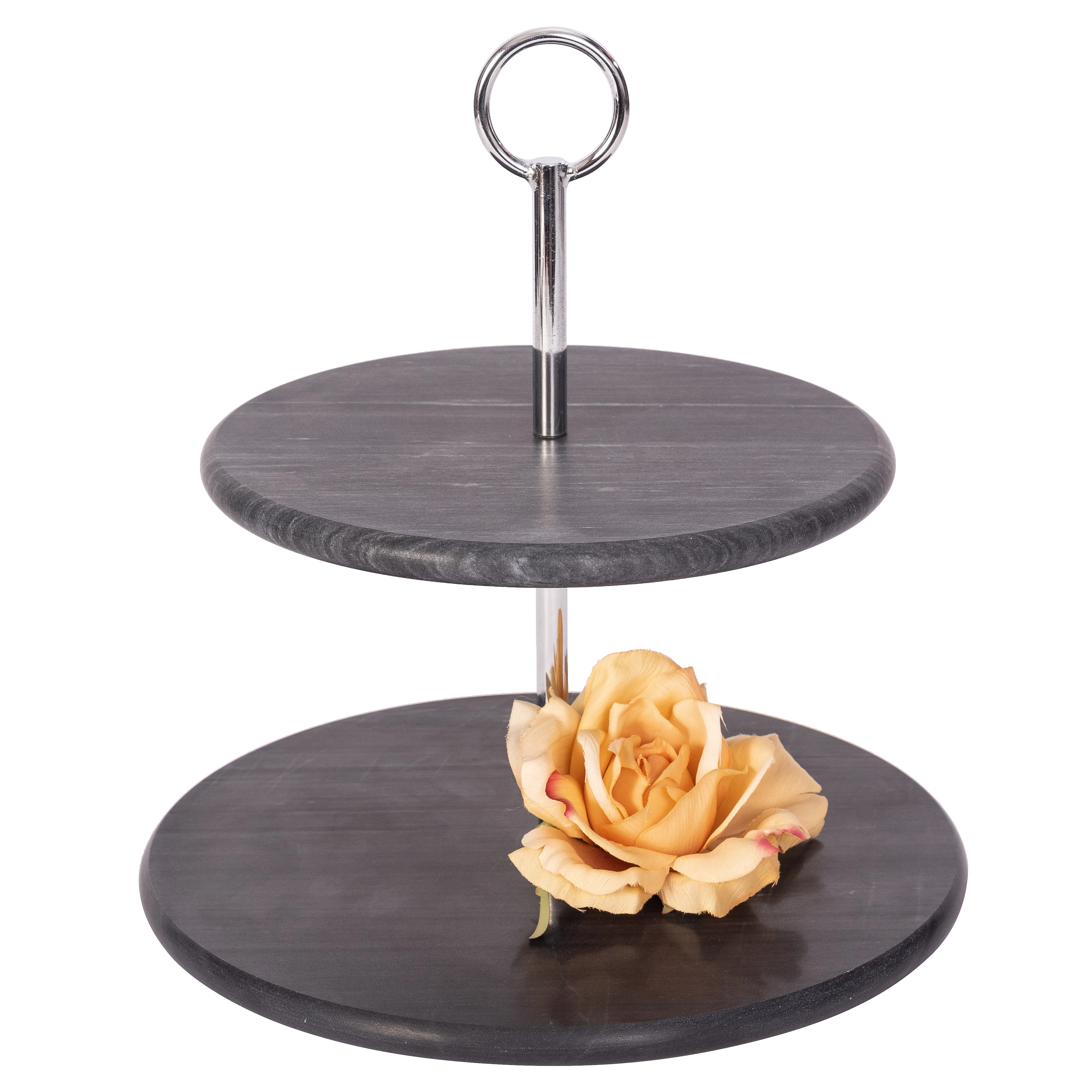 Saboga Home™ 2-Tier Marble Round Dessert Plate
