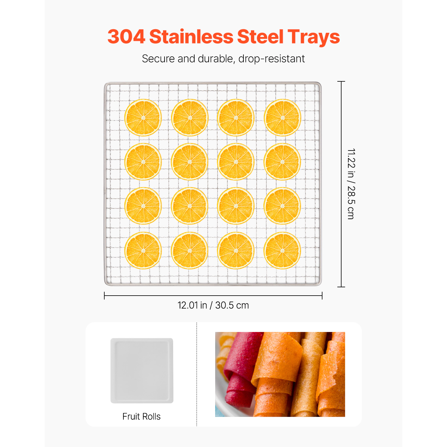 HONGGE Food Dehydrator Machine, Stainless Steel Trays, Electric Dryer with Adjustable Temperature & 24-Hour Timer