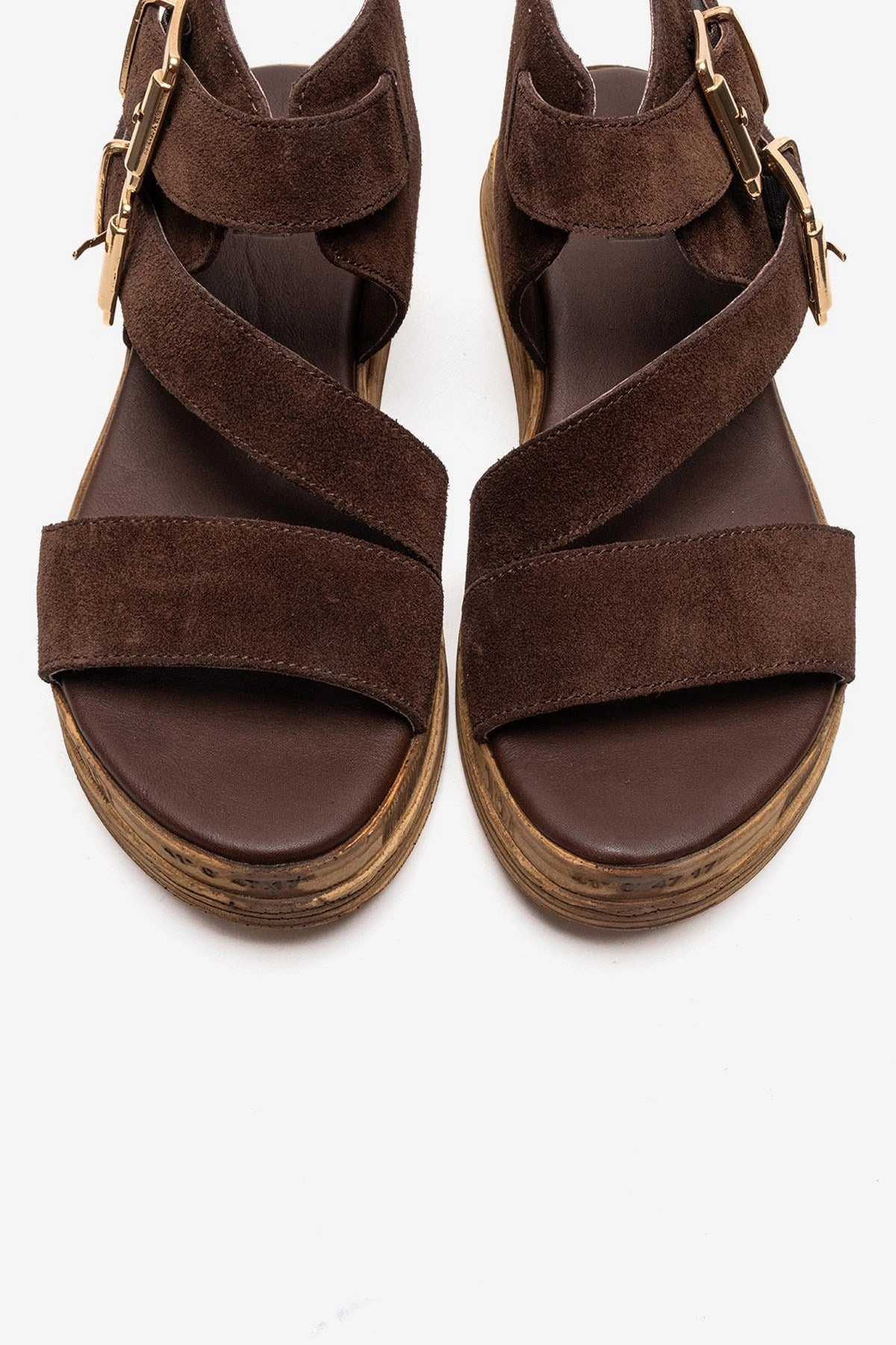 Forever & Always Womens Lorentis Leather Double Buckle Sandals